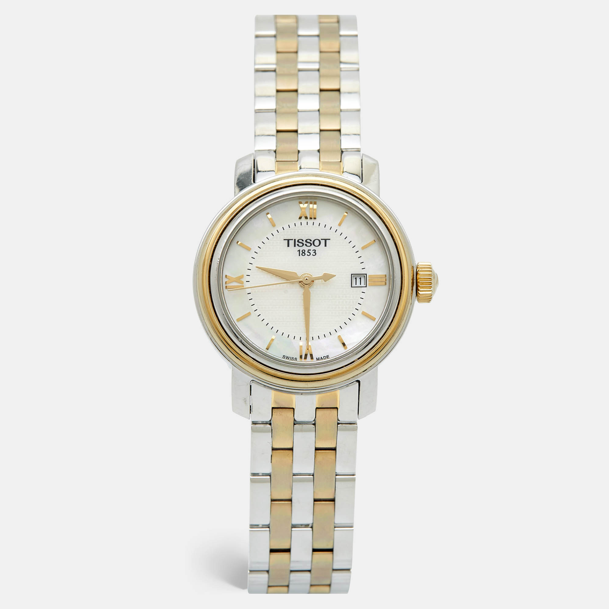 Tissot Mother of Pearl Two Tone Stainless Steel Bridgeport T097010A Women's Wristwatch 29 mm 