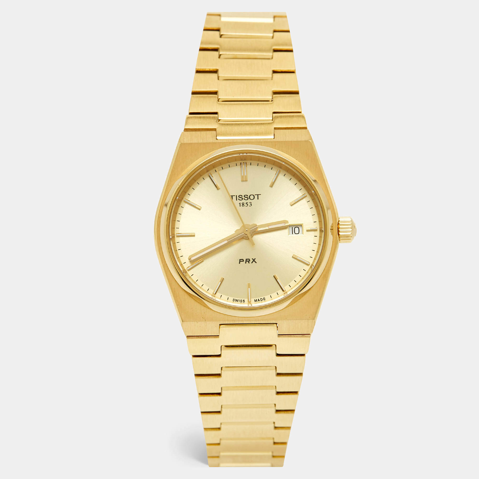 مملوكة مسبقًا Tissot PRX T137.210.33.021.00 Champagne Dial Gold PVD Coated Stainless Steel Women's Wristwatch 35 mm