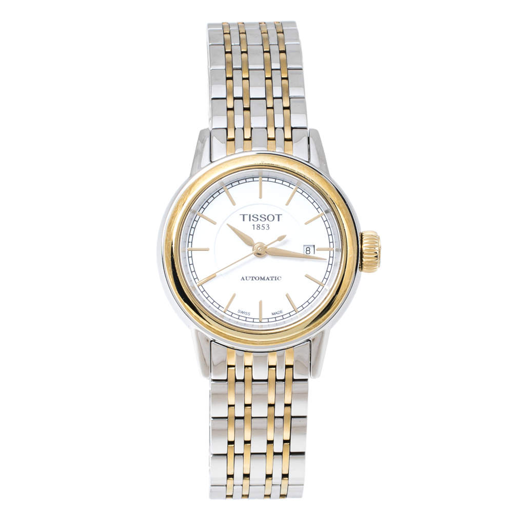 Tissot White Two-Tone Stainless Steel T-Classic Carson T085207A Women's Wristwatch 29 mm