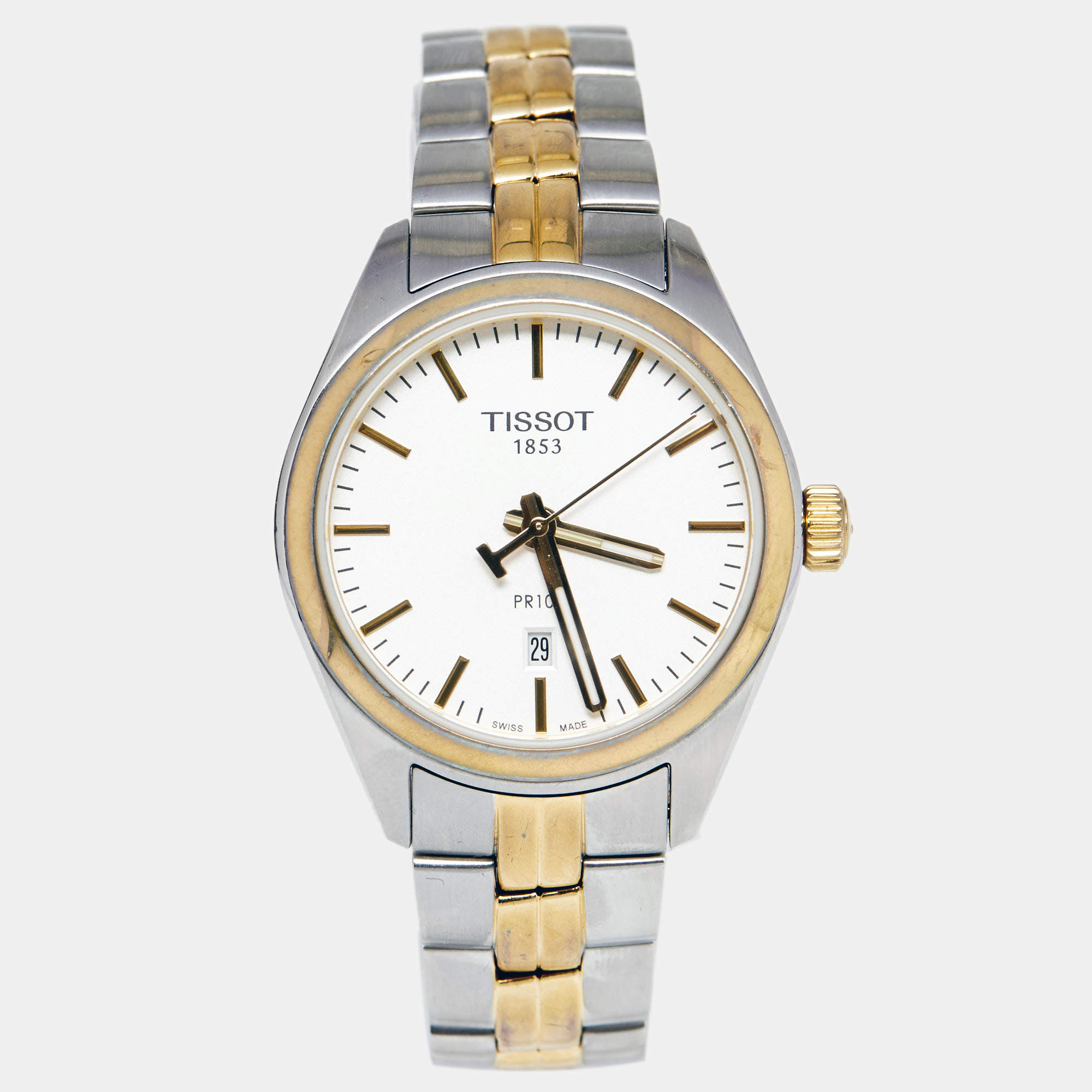 Pre Owned Tissot Silver Two Tone Stainless Steel PR100 T101210A Women's Wristwatch 33 mm