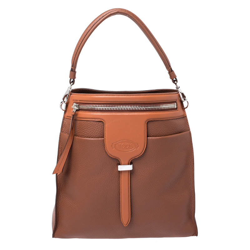 Tod's Brown Leather Small Thea Bucket Shoulder Bag