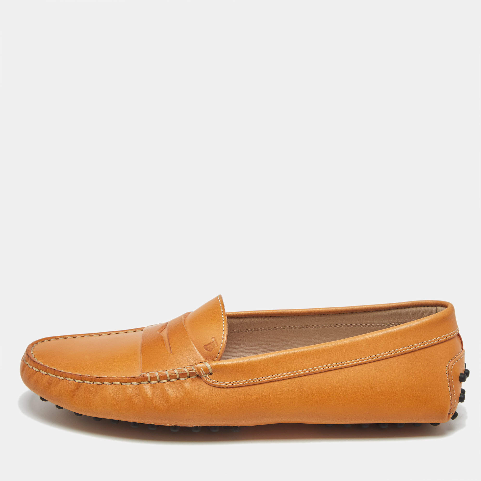 Pre Owned حذاء لوفرز تودز سليب أون جلد بني مزين فيونكة مقاس 40