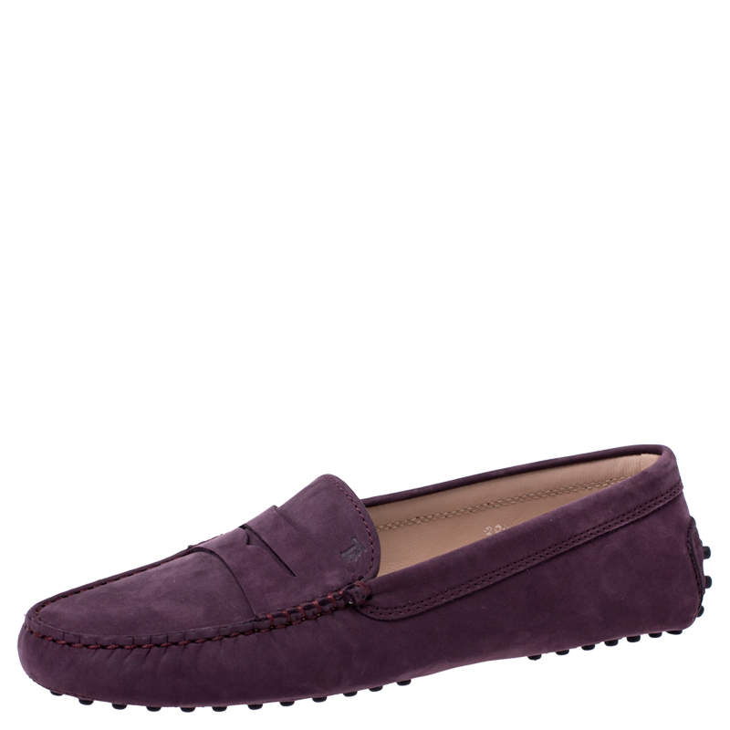 Pre Owned Tod’s Purple Suede Gommino Driving Loafers Size 38.5