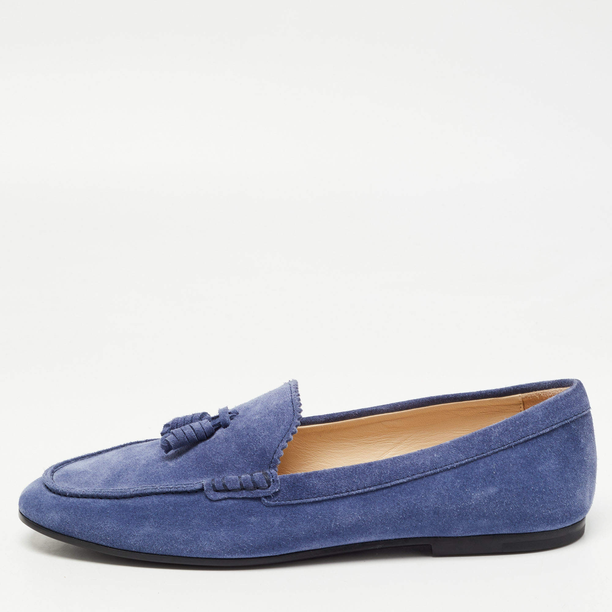 مملوكة مسبقًا Tod's Blue Suede Slip On Loafers Size 38