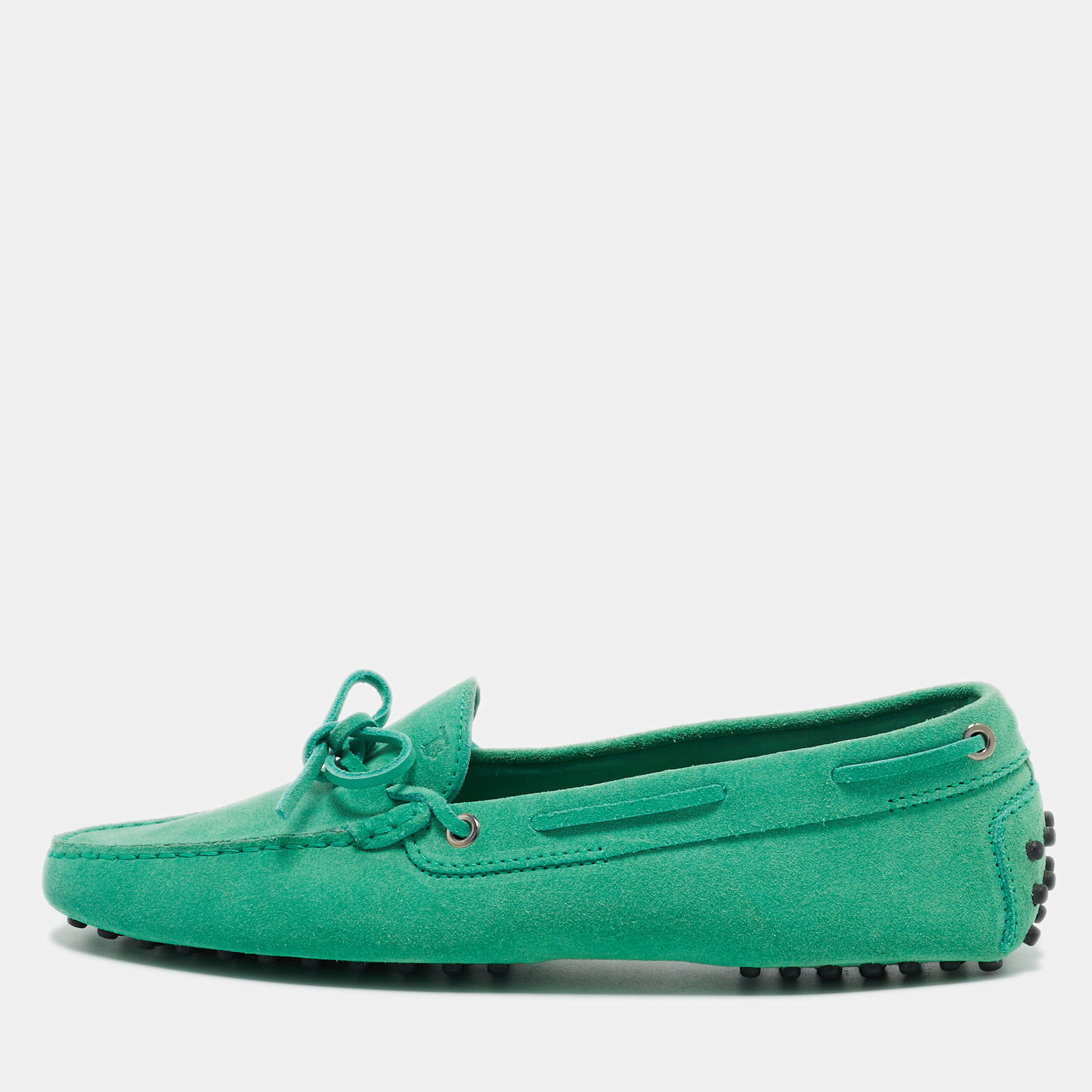 مملوكة مسبقًا Tod's Green Suede City Gommino Loafers Size 41