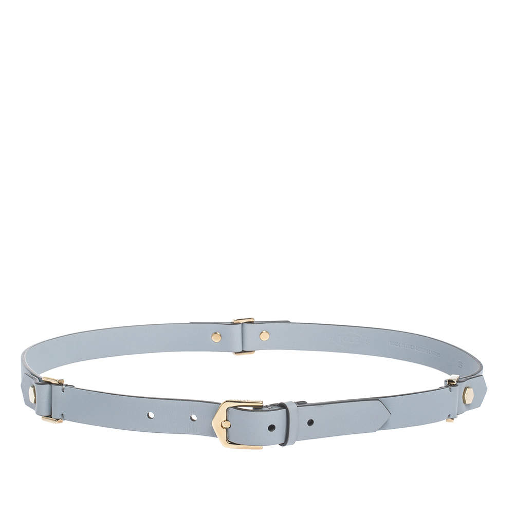 Pre Owned Tod's Ash Blue Leather Buckle Belt 85CM