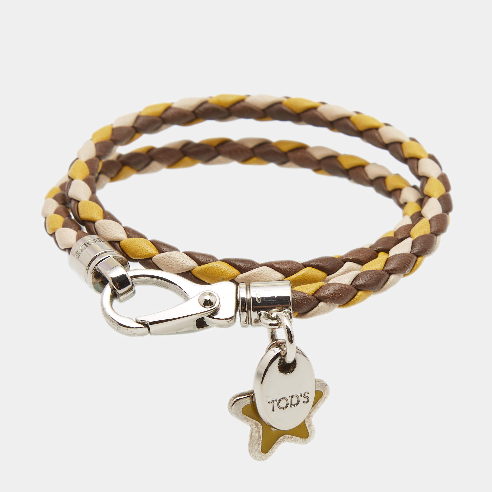Tod's MyColors Bi-color Leather Silver Tone Wrap Bracelet