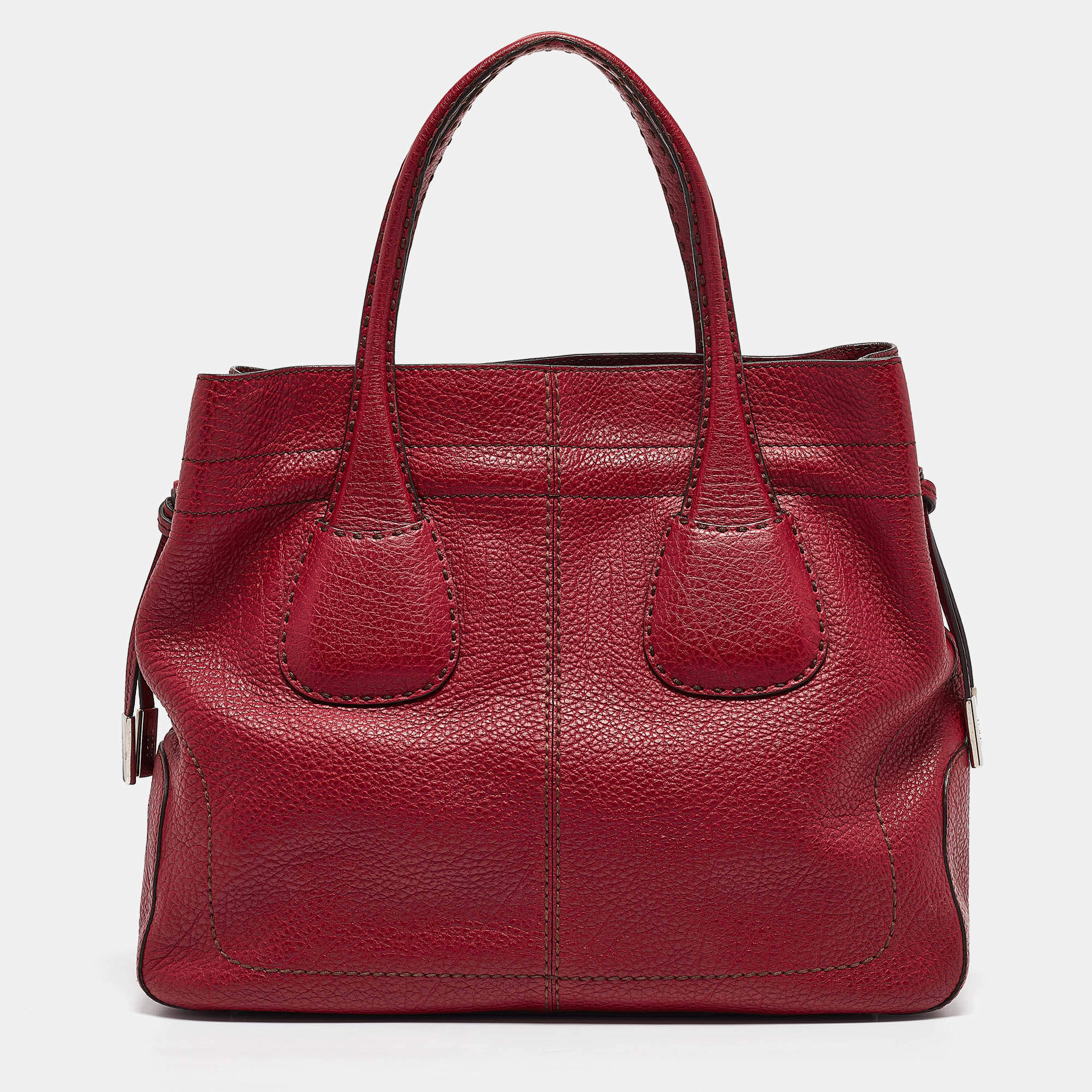 Pre Owned Tod's Red Leather Restyling D Bag Media Tote