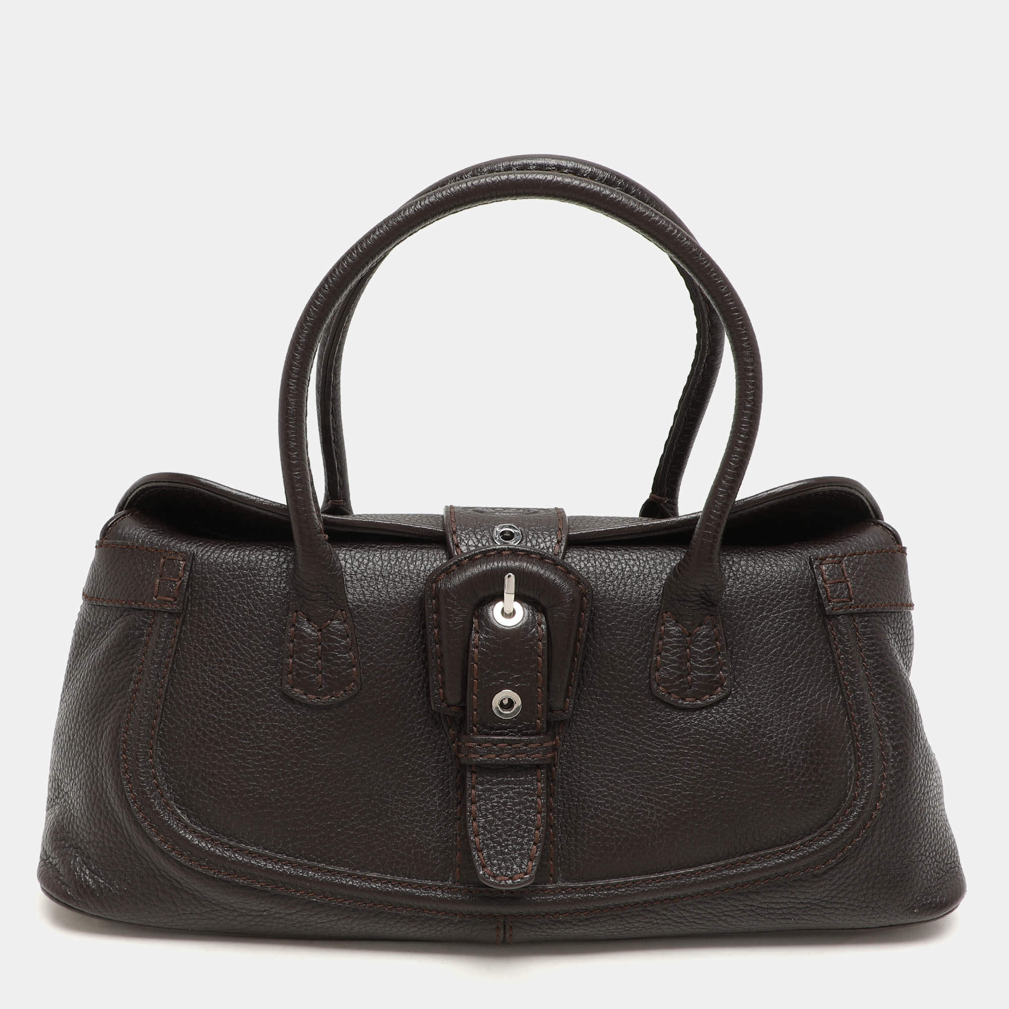 Tod's Brown Leather Buckle Satchel