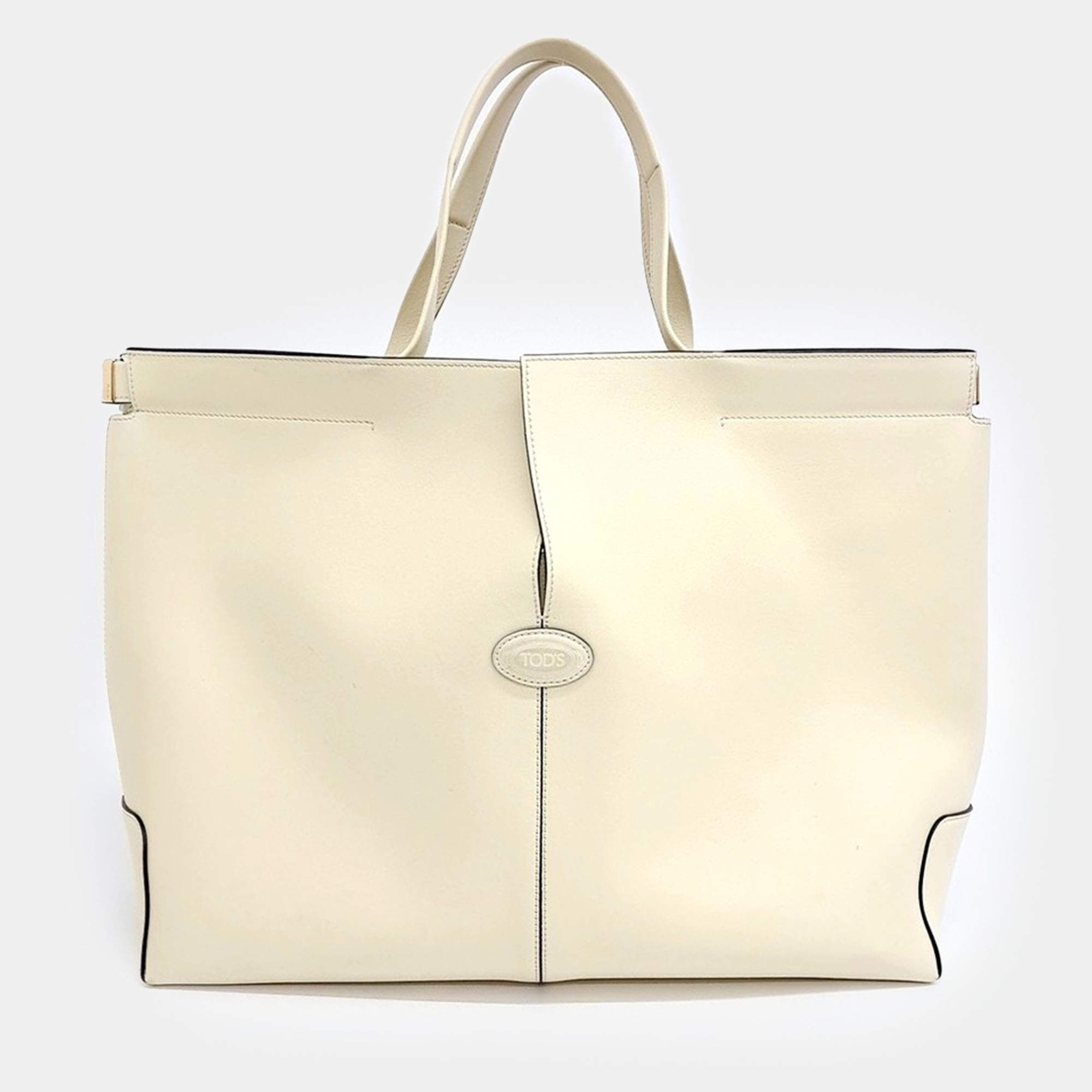 Tod's Yellow Leather Medium Di Back Folio Bag 