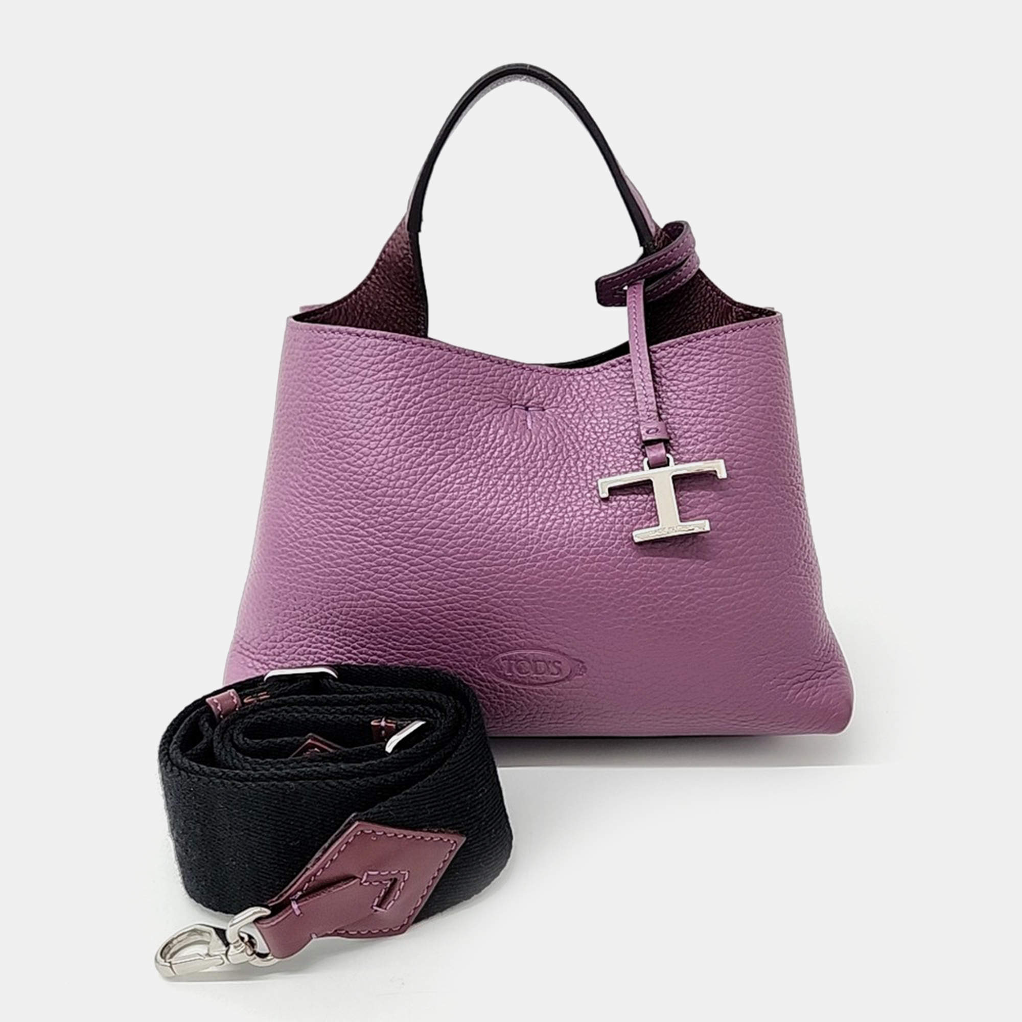 Tod's Purple Leather Manich Tote and Shoulder Bag Micro