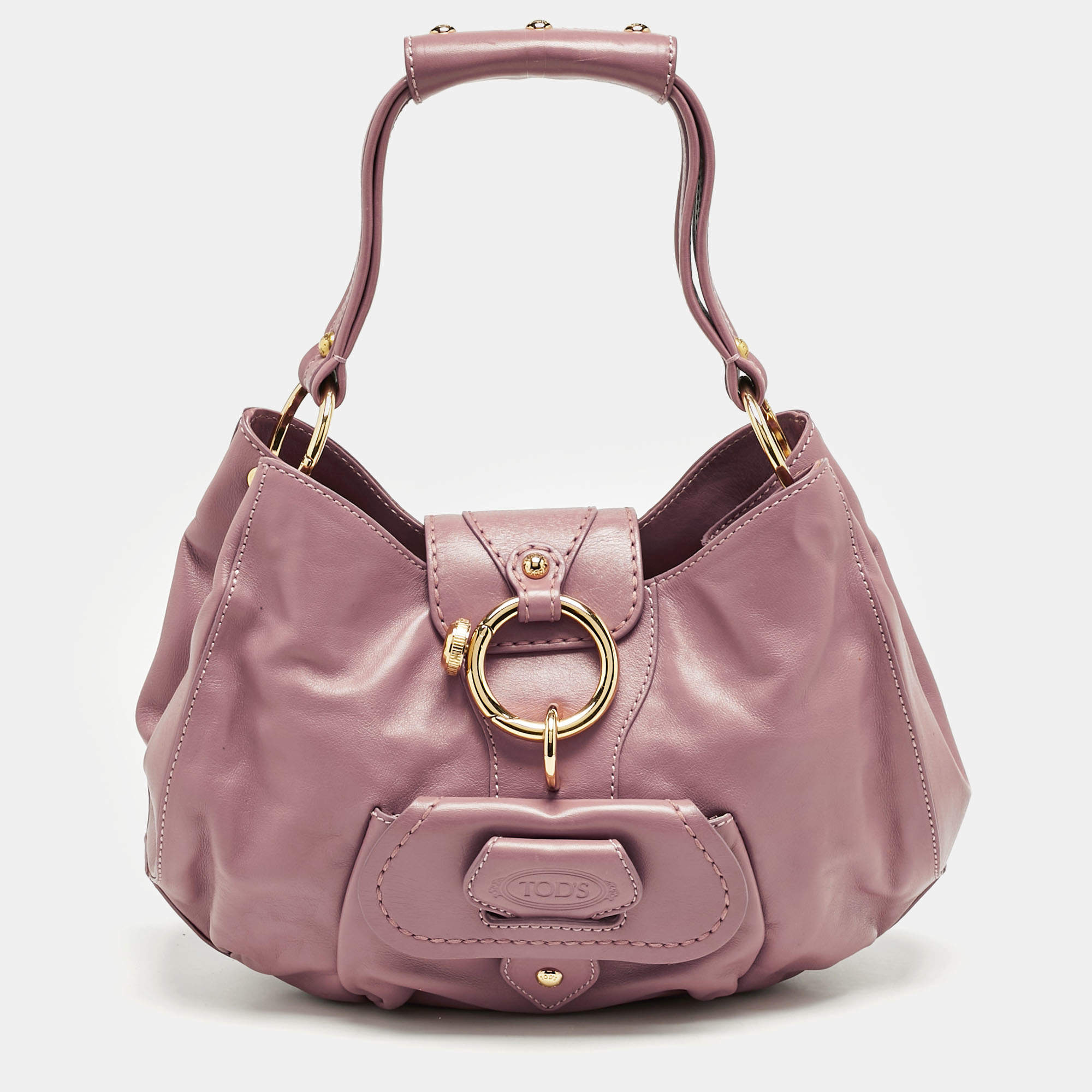 Tod's Pink Leather Front Pocket Shoulder Bag