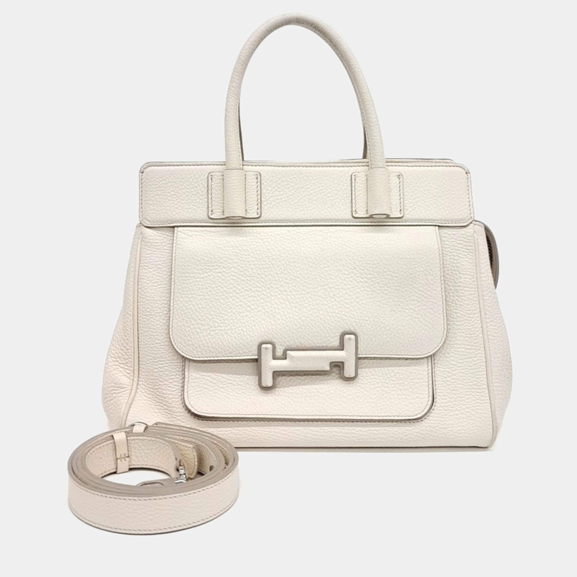 Pre Owned Tod's White Leather Tote Bag