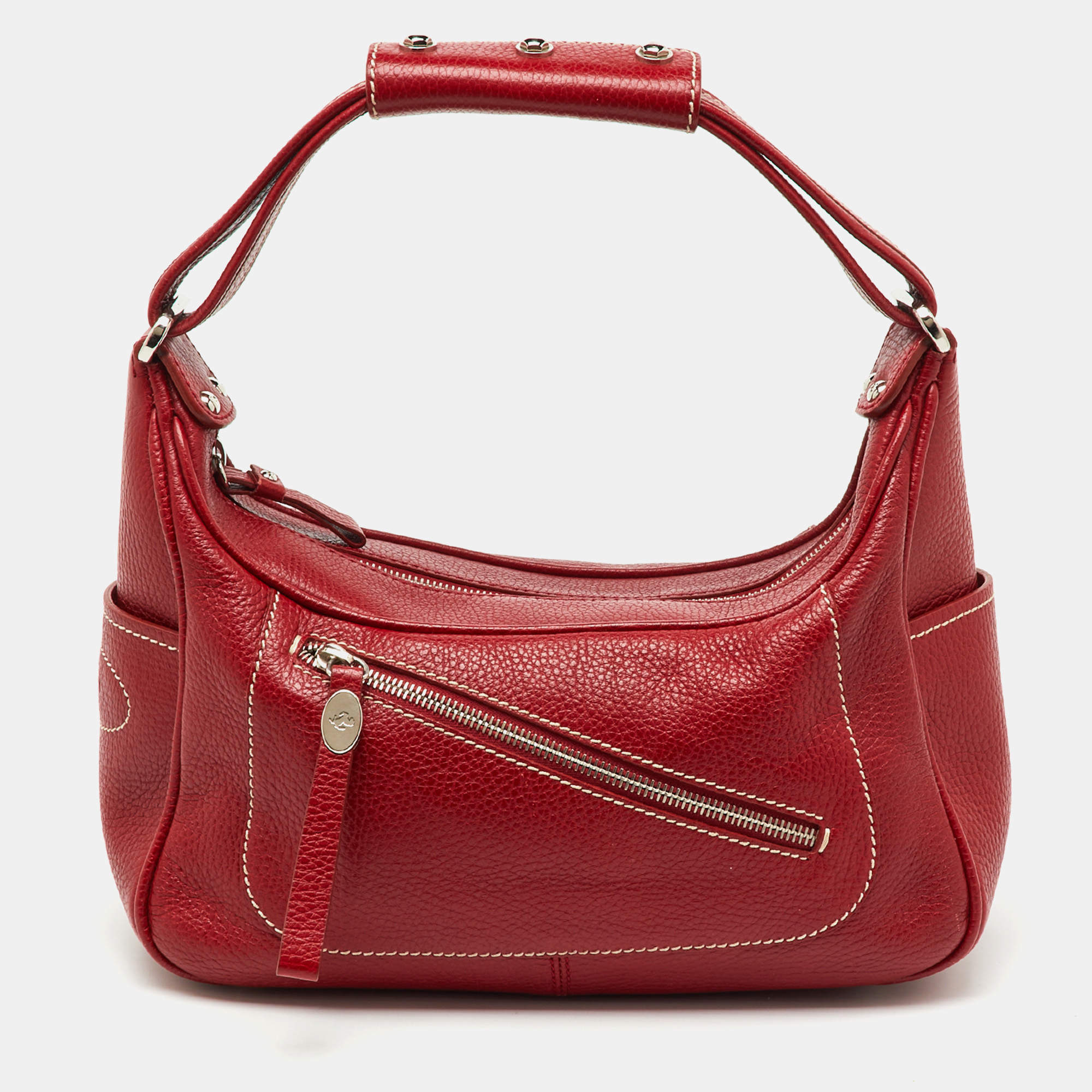 Pre Owned Tod's by Ferrari Red Leather Micky Hobo