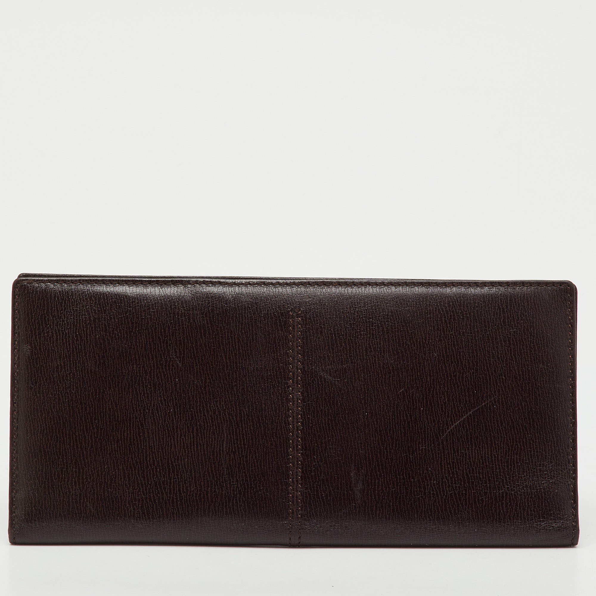 Pre Owned Tod's Dark Brown Leather Long Wallet