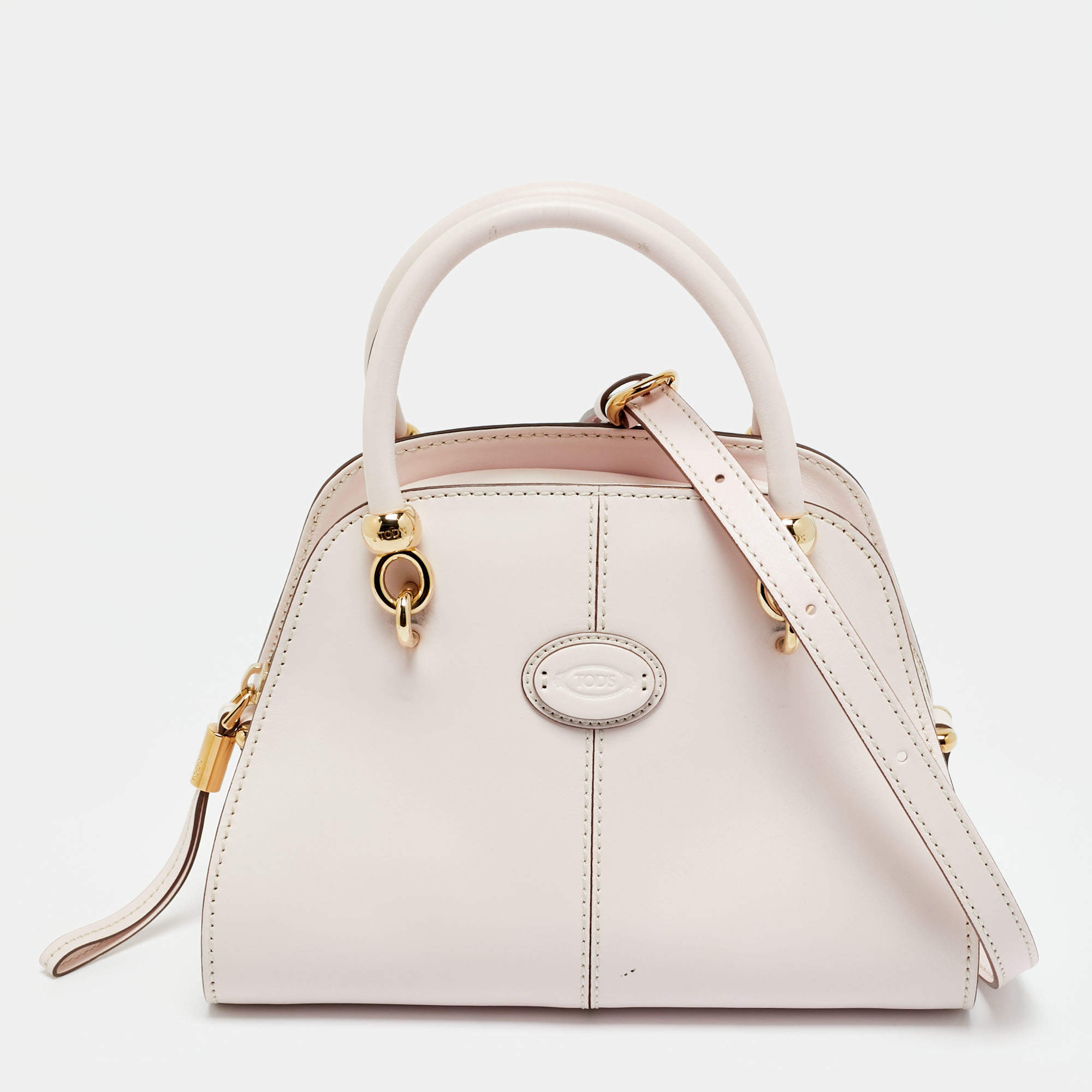 Pre Owned Tod's Light Pink Leather Mini Sella Satchel
