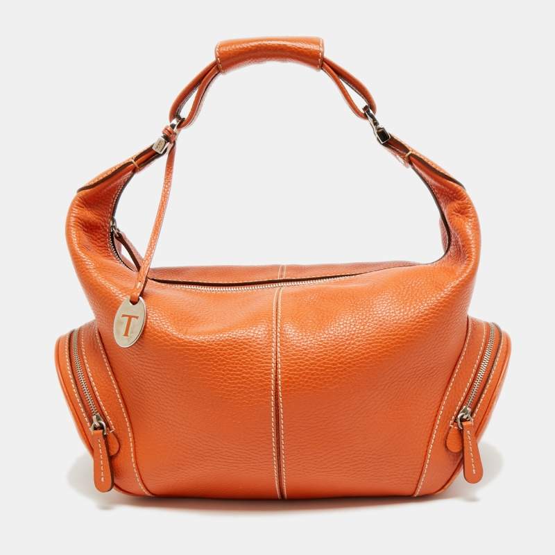Pre Owned Tod's Charlotte Orange Leather Hobo