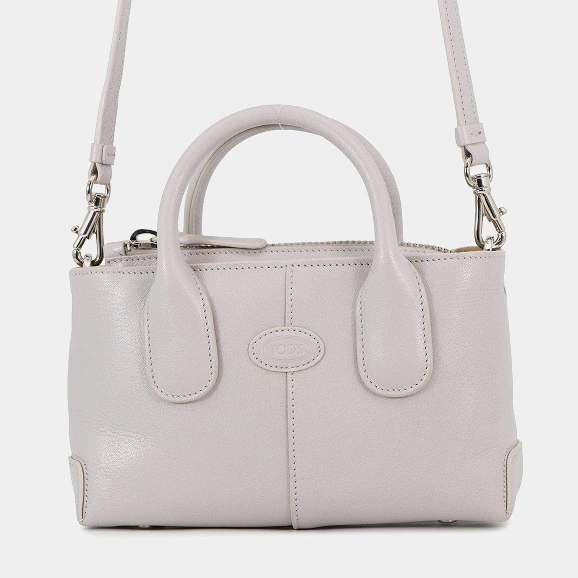 Pre Owned Tod Di 2Waybag Light Gray Leather Size Mini