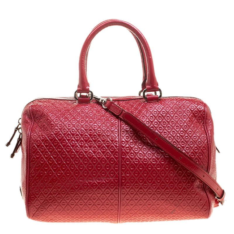 Tod's Red Signature Patent Leather Bauletto Satchel 
