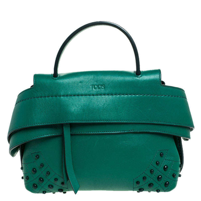 Tod’s Green Leather Wave Top Handle Bag