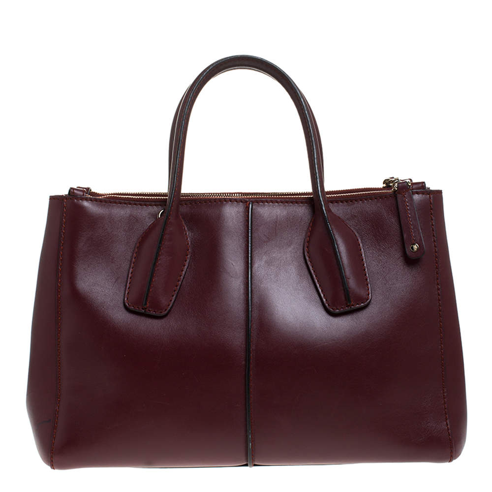 Tod's Burgundy Leather Small D-Styling Shopper Tote Tod's | The Luxury ...