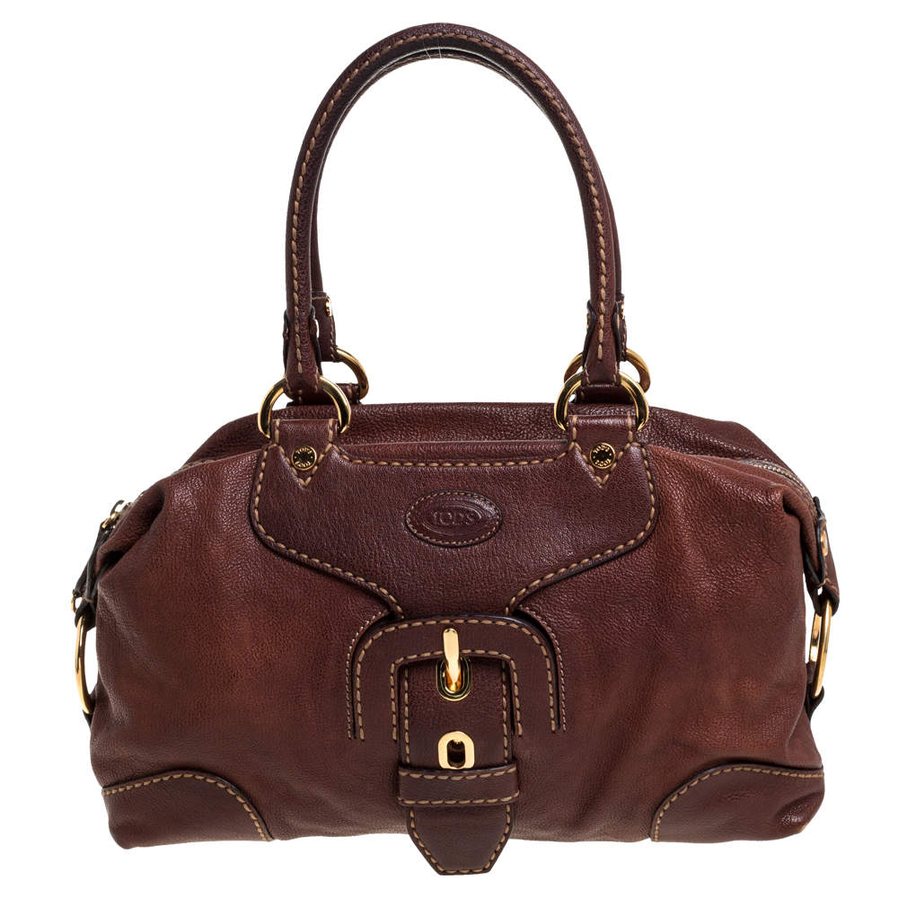 Pre Owned Tod's Brown Leather Buckle Satchel