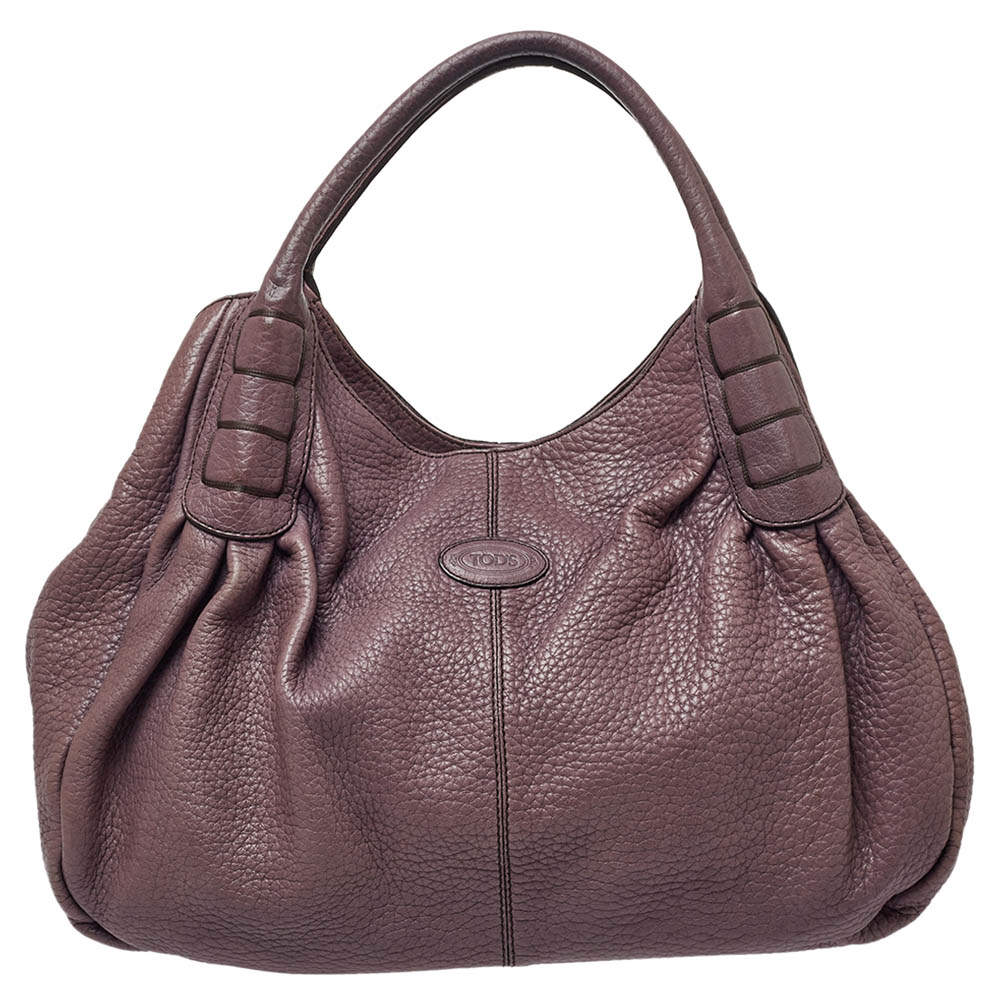 Tod's Purple Leather Ivy Sacca Media Hobo