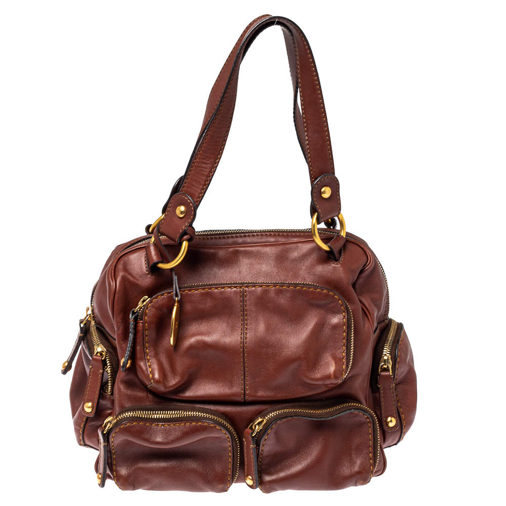 مملوكة مسبقًا حقيبة تودز جيوب متعددة جلد بني 