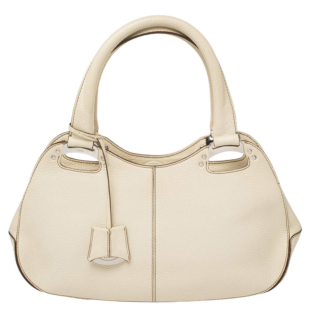 Pre Owned Tod's Cream Leather Top Handle Satchel