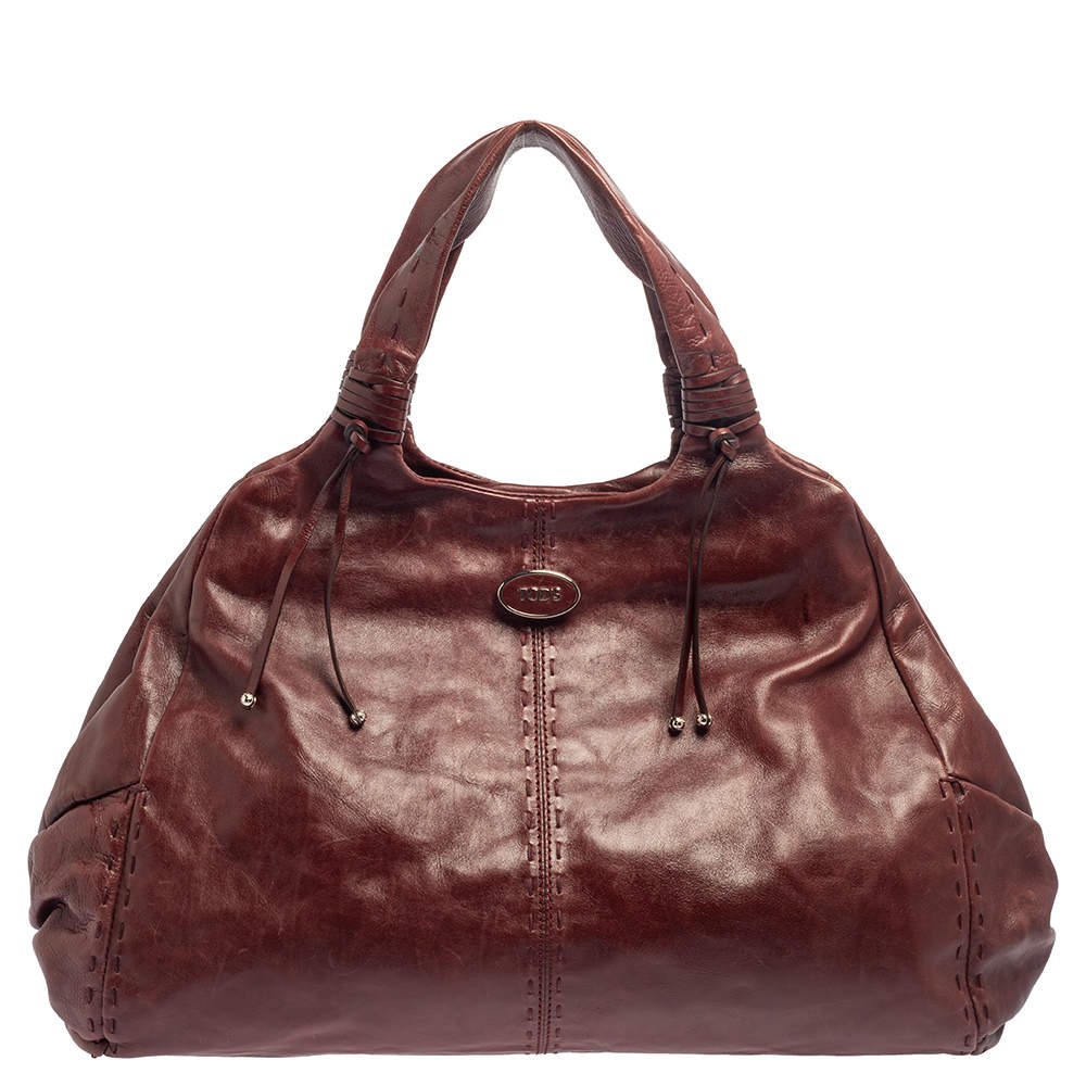 Pre Owned حقيبة يد هوبو تودز جلد عنابي