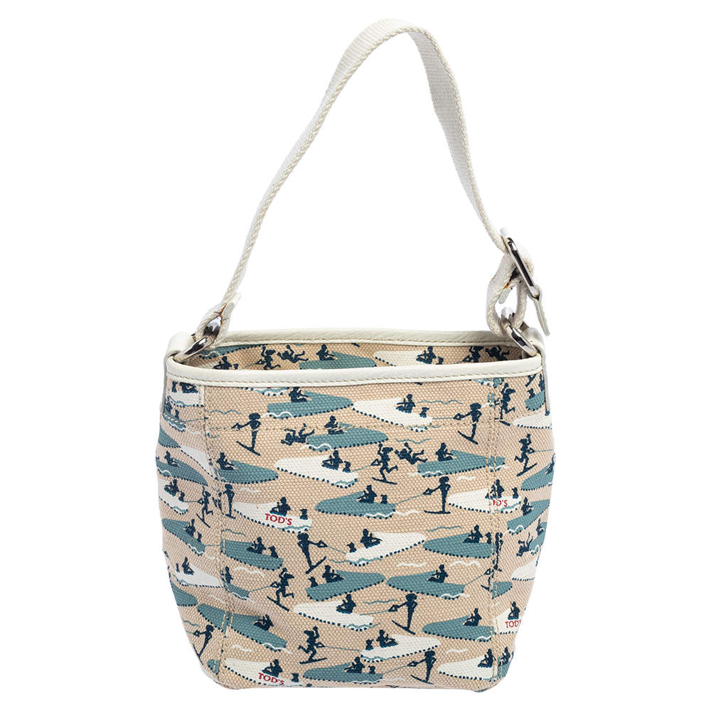 مملوكة مسبقًا Tod's Multicolor Water Ski Printed Canvas Shoulder Bag
