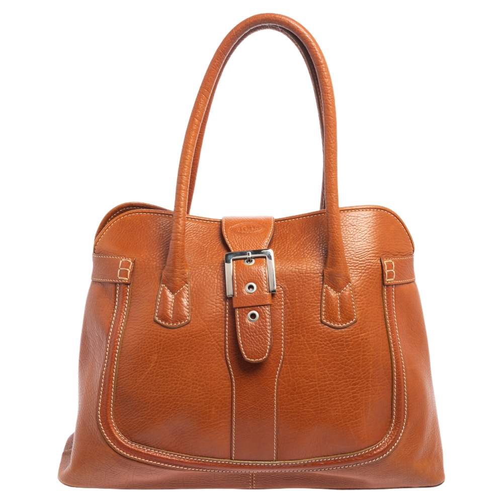 Pre Owned Tod's Brown Leather Buckle Satchel