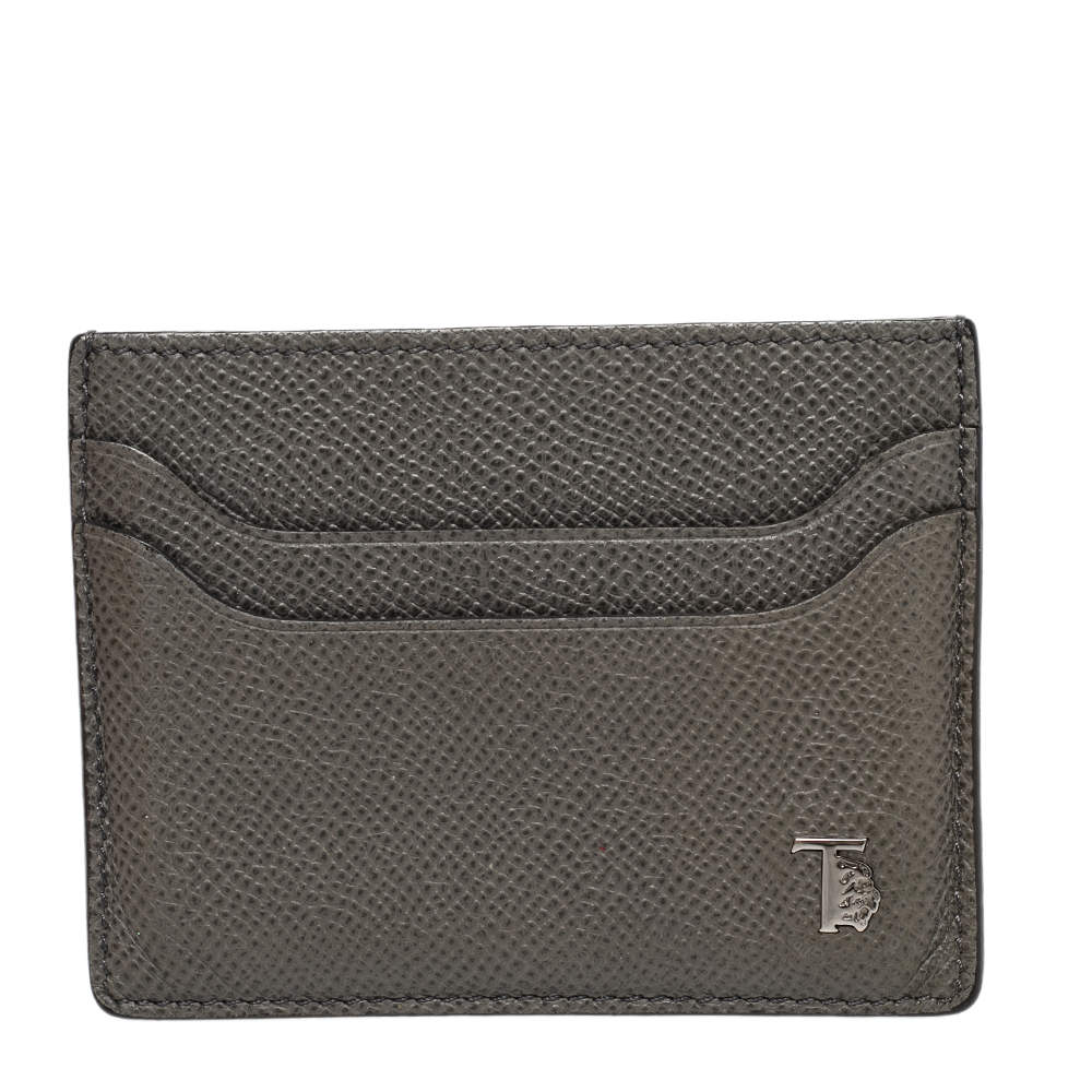 Pre Owned Tod's Grey Leather Card Holder