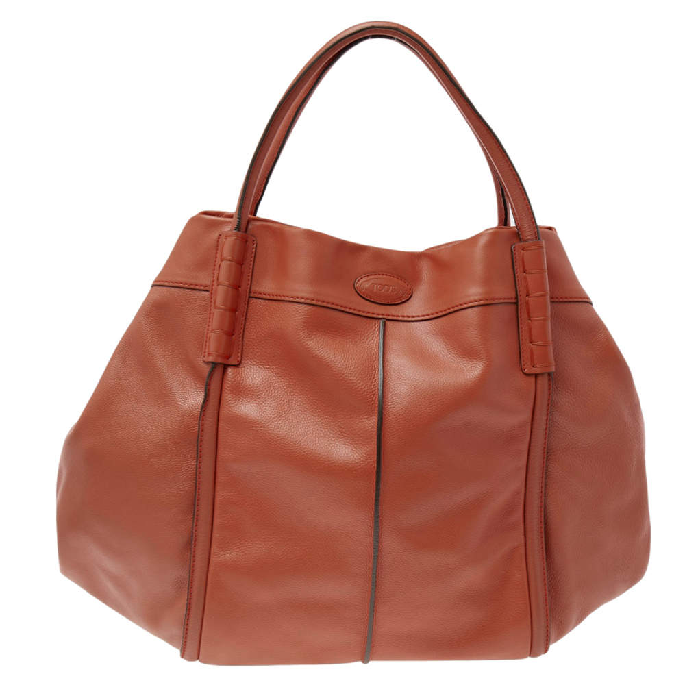 Pre Owned Tod's Orange Leather Tote