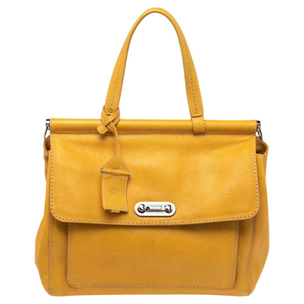 Tod's Yellow Leather Top Handle Bag