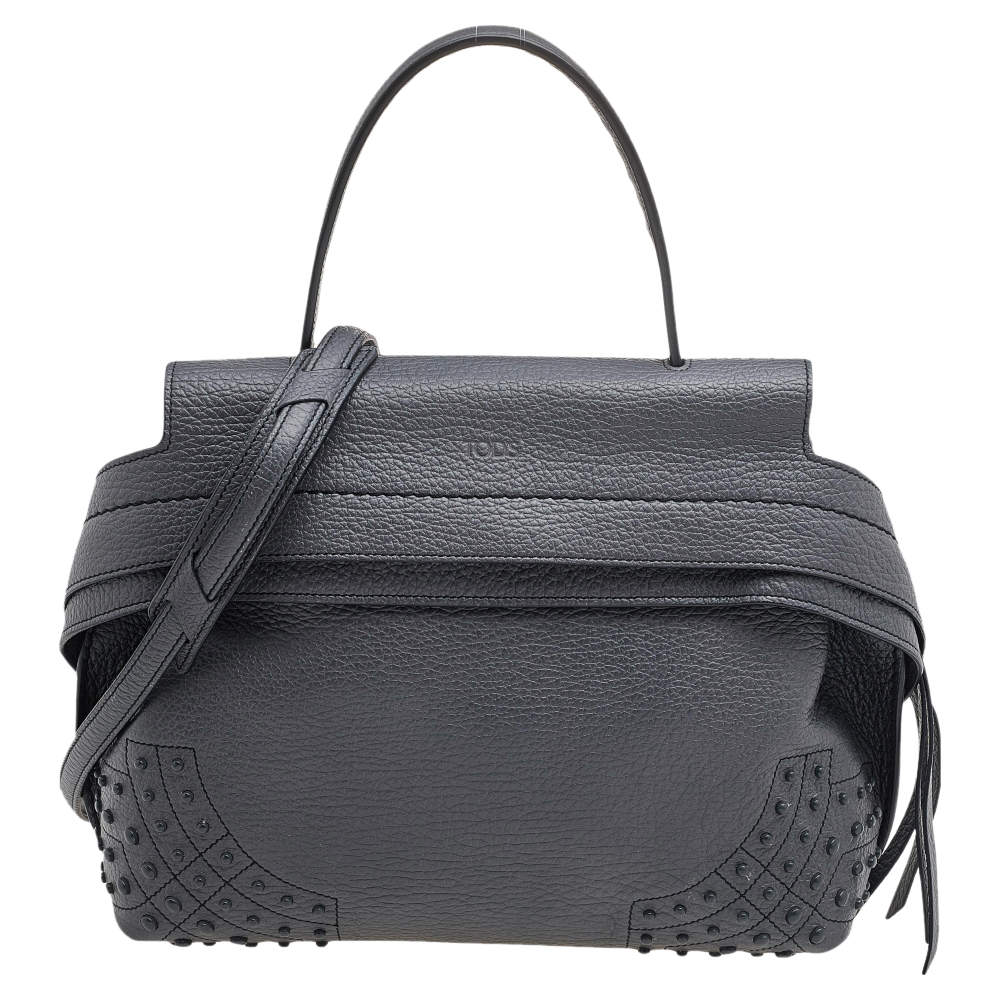 Tod's Grey Leather Wave Top Handle 