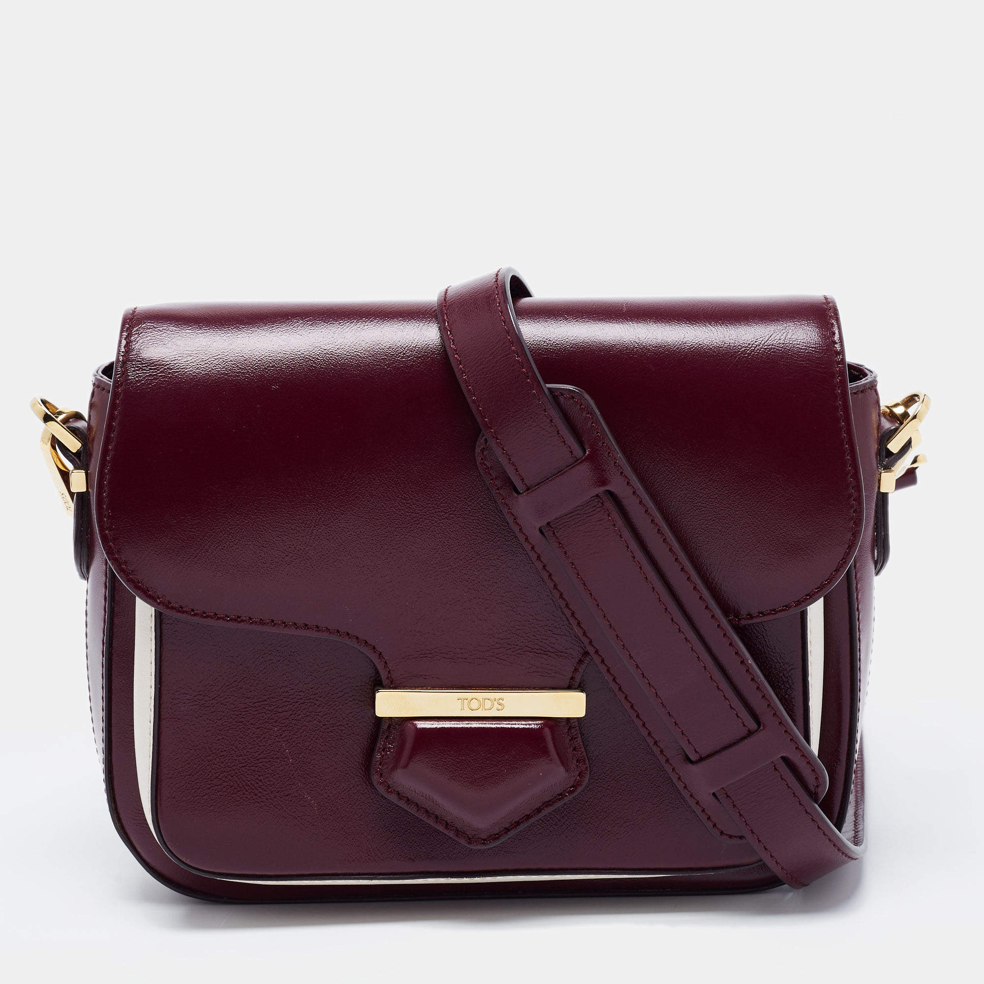 Buy Tod's Timeless Leather Mini Crossbody Bag, Maroon Color Women