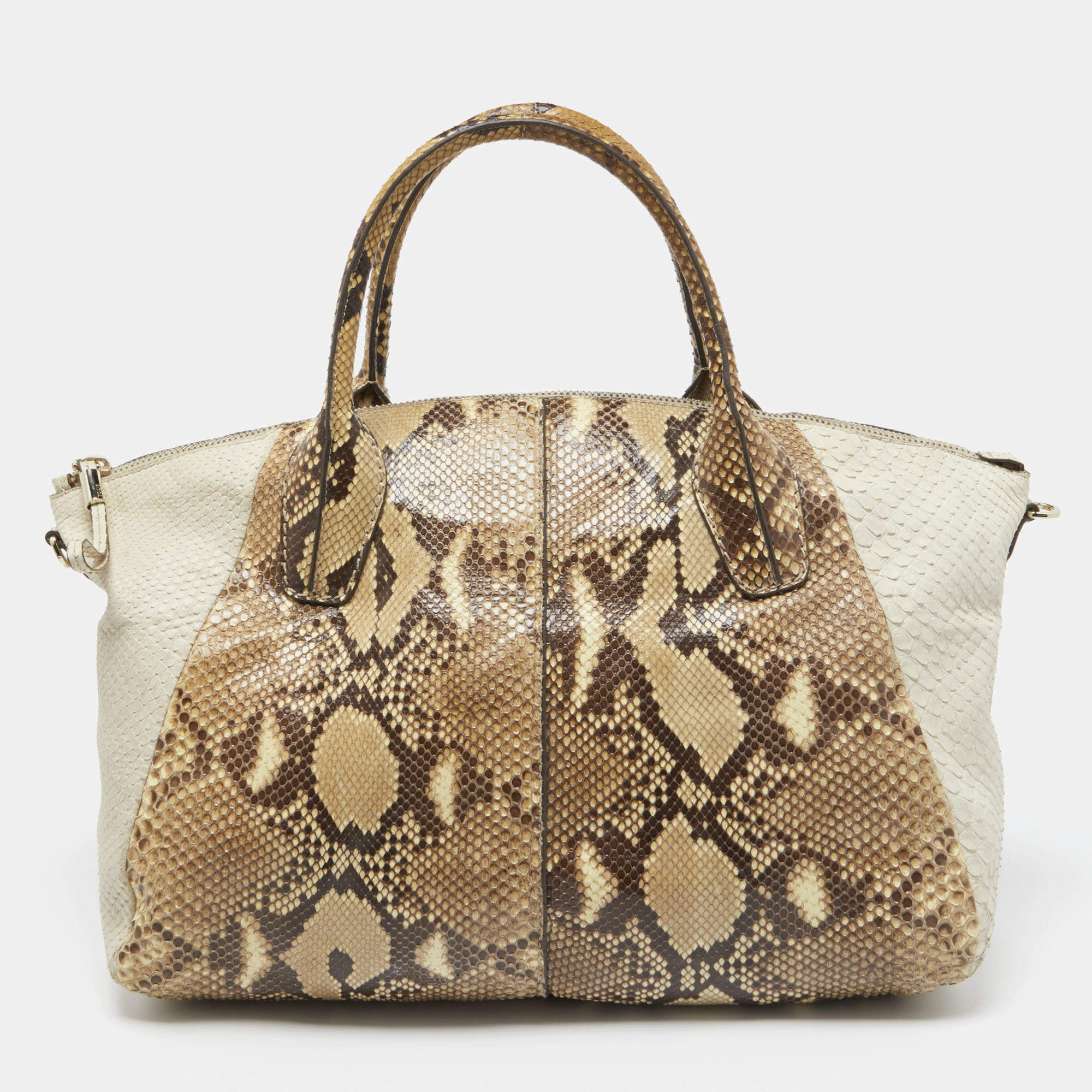 Tod's Beige/White Python Satchel