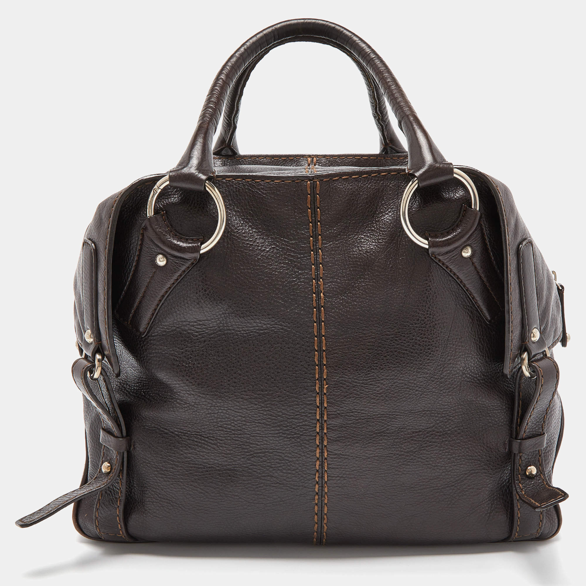 Pre Owned Tod's Dark Brown Leather Bowler Bag 