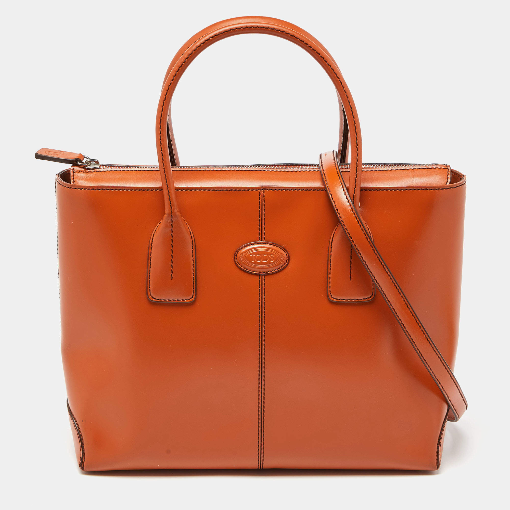 Tod's Orange Leather Top Zip Tote Tod's | TLC