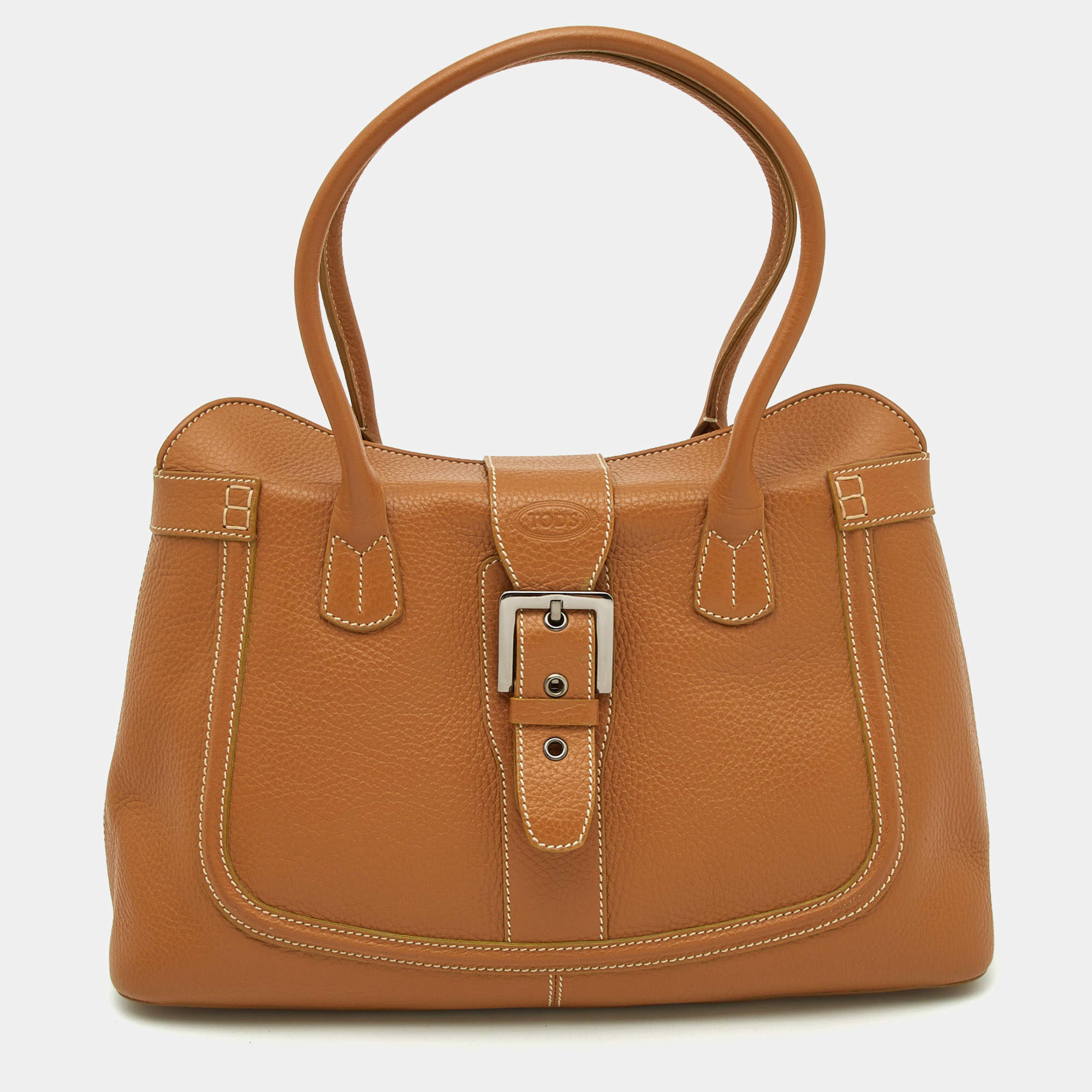 Tod's Tan Leather Buckle Satchel
