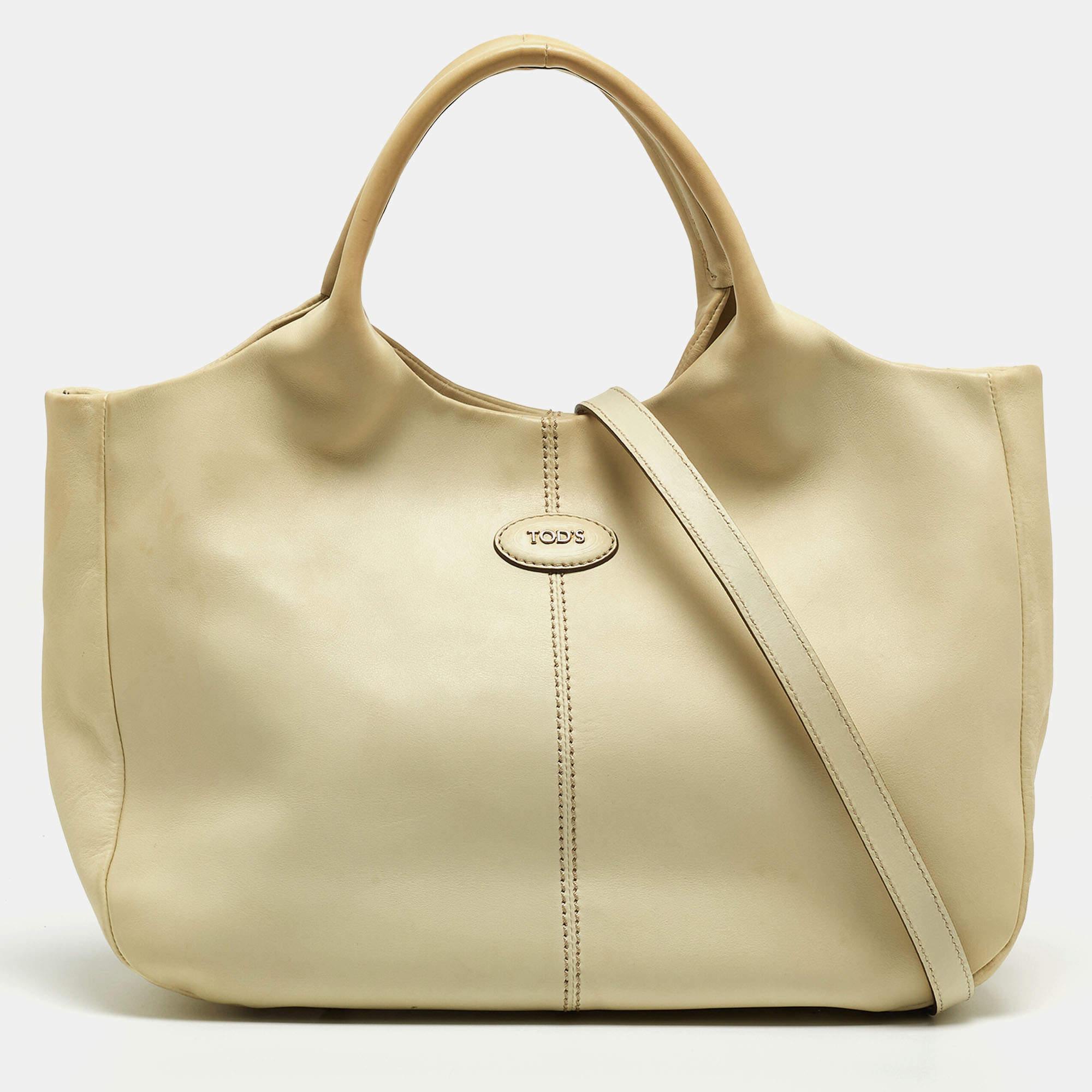 Pre Owned Tod's Cream Leather Tote 