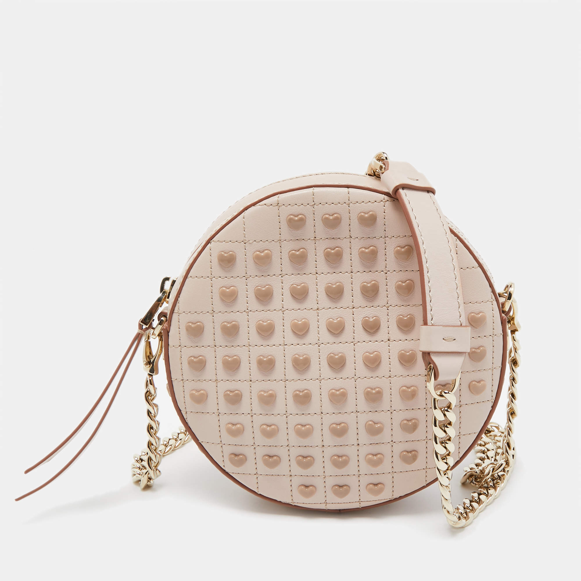 Tod's Light Pink Leather Round Gommini Crossbody Bag