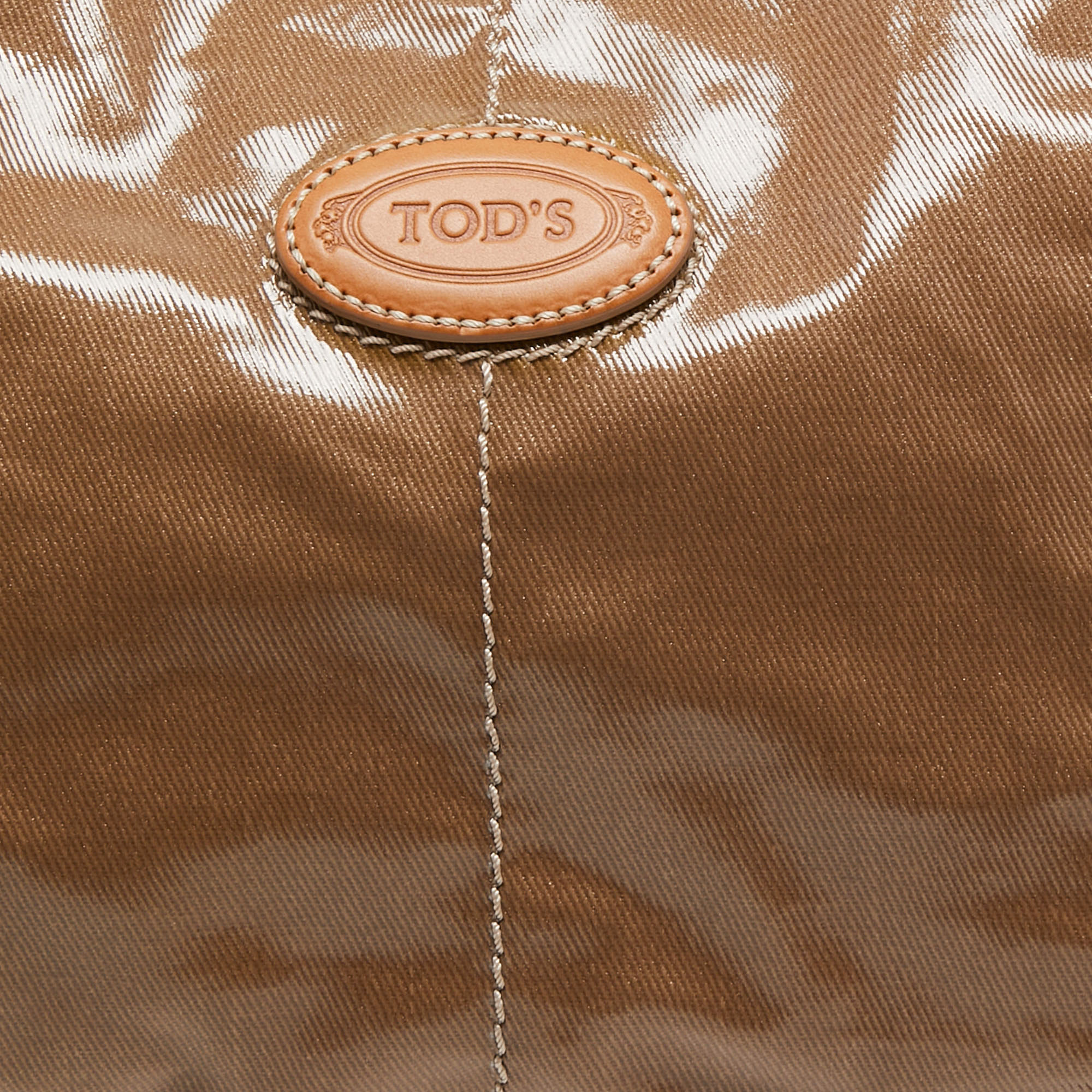 Pre Owned Tod’s Brown/Beige Coated Canvas and Leather G-Bag Easy Sacca Satchel