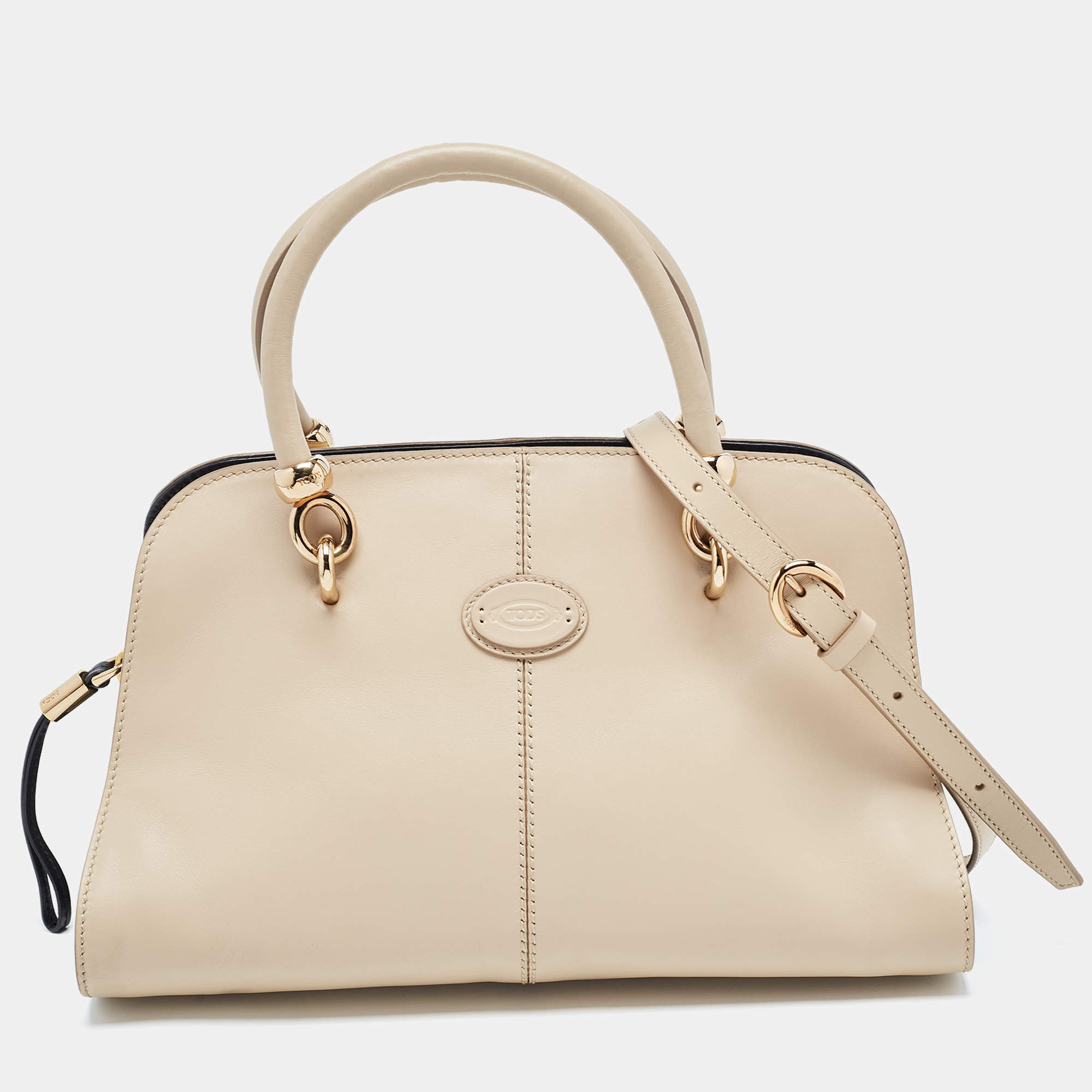 Tod's Beige Leather Zip Satchel