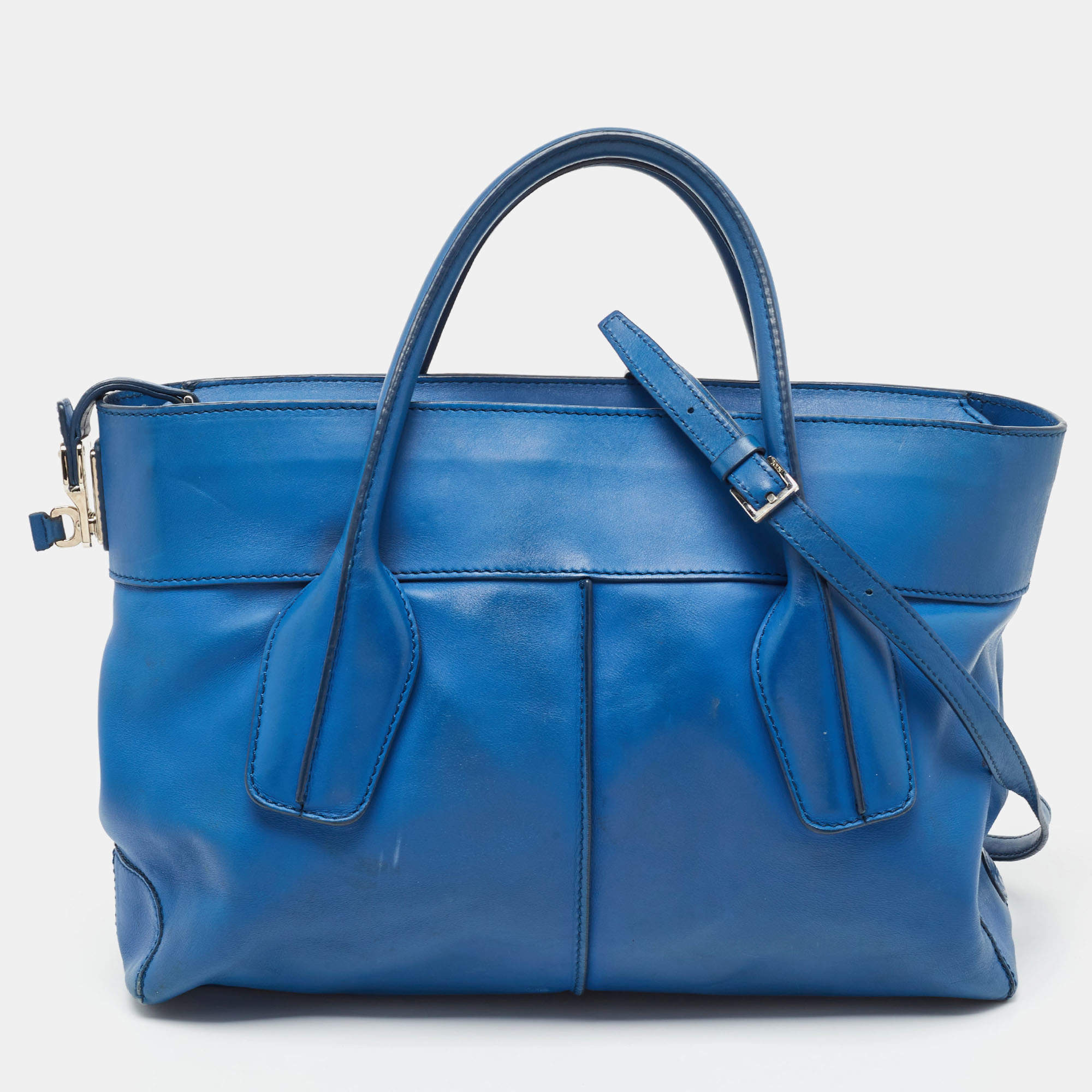 Tod's Blue Leather D-Cube Tote