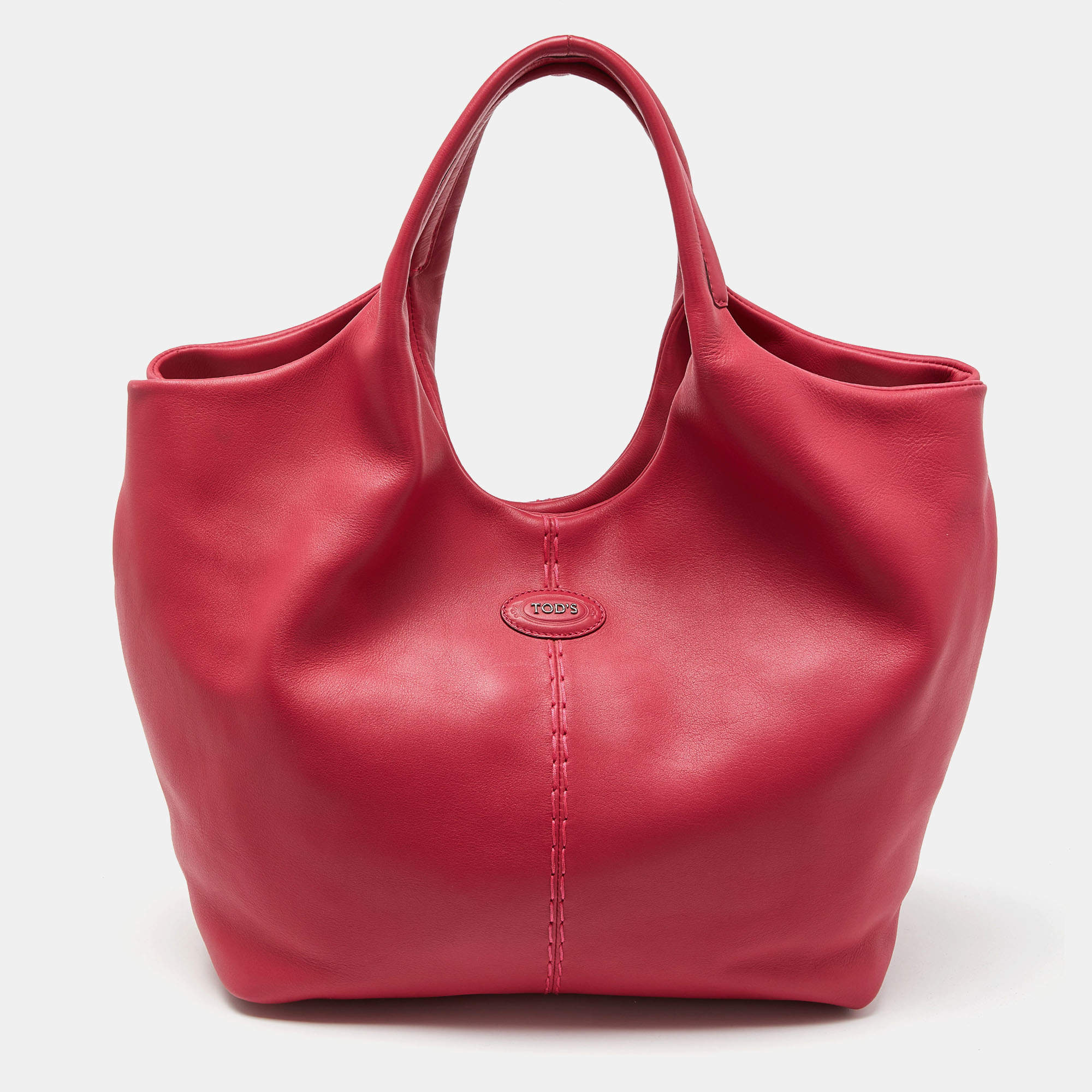 Tod's Pink Leather Media Shopper Tote Tod's TLC UAE