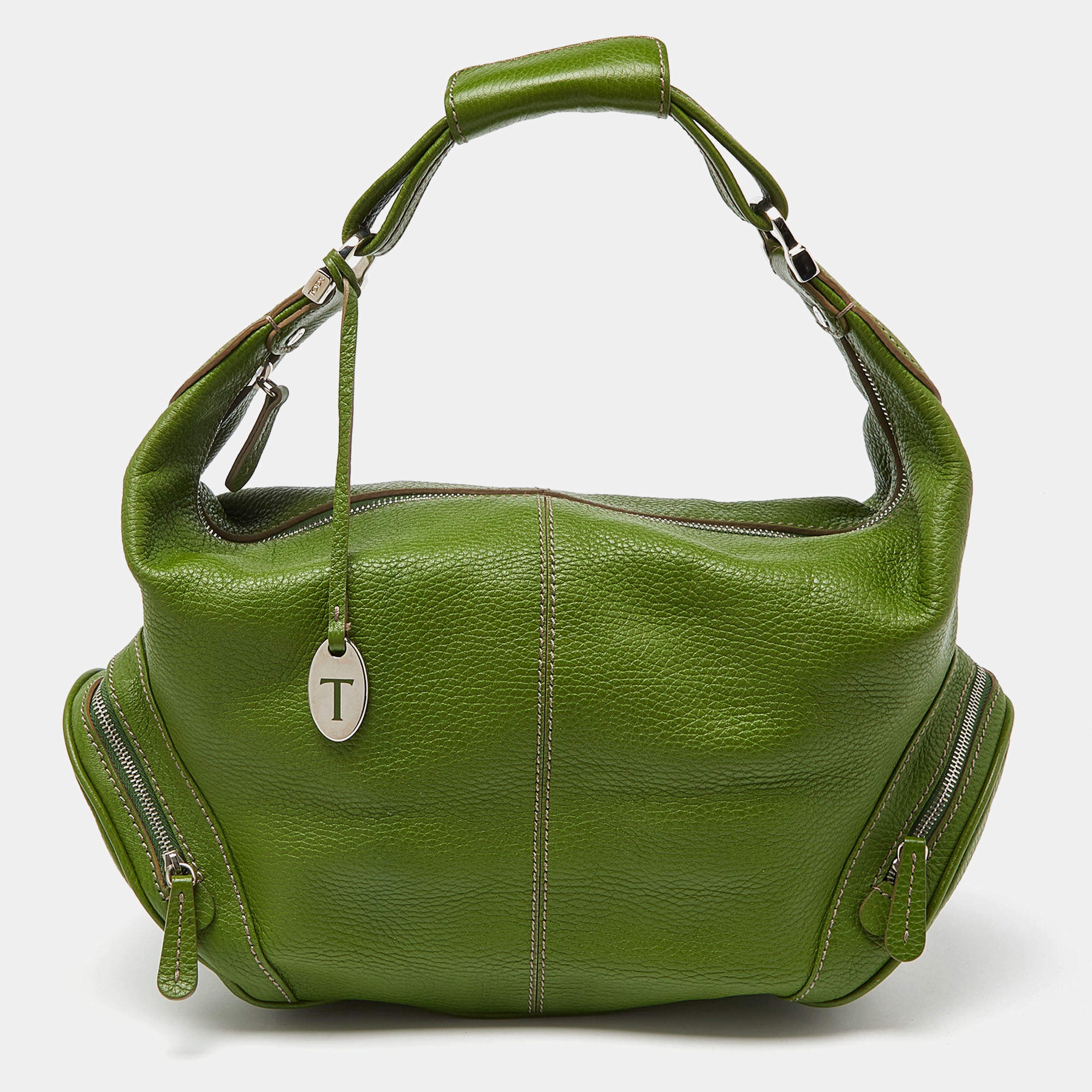 Pre Owned Tod's Green Leather Charlotte Hobo