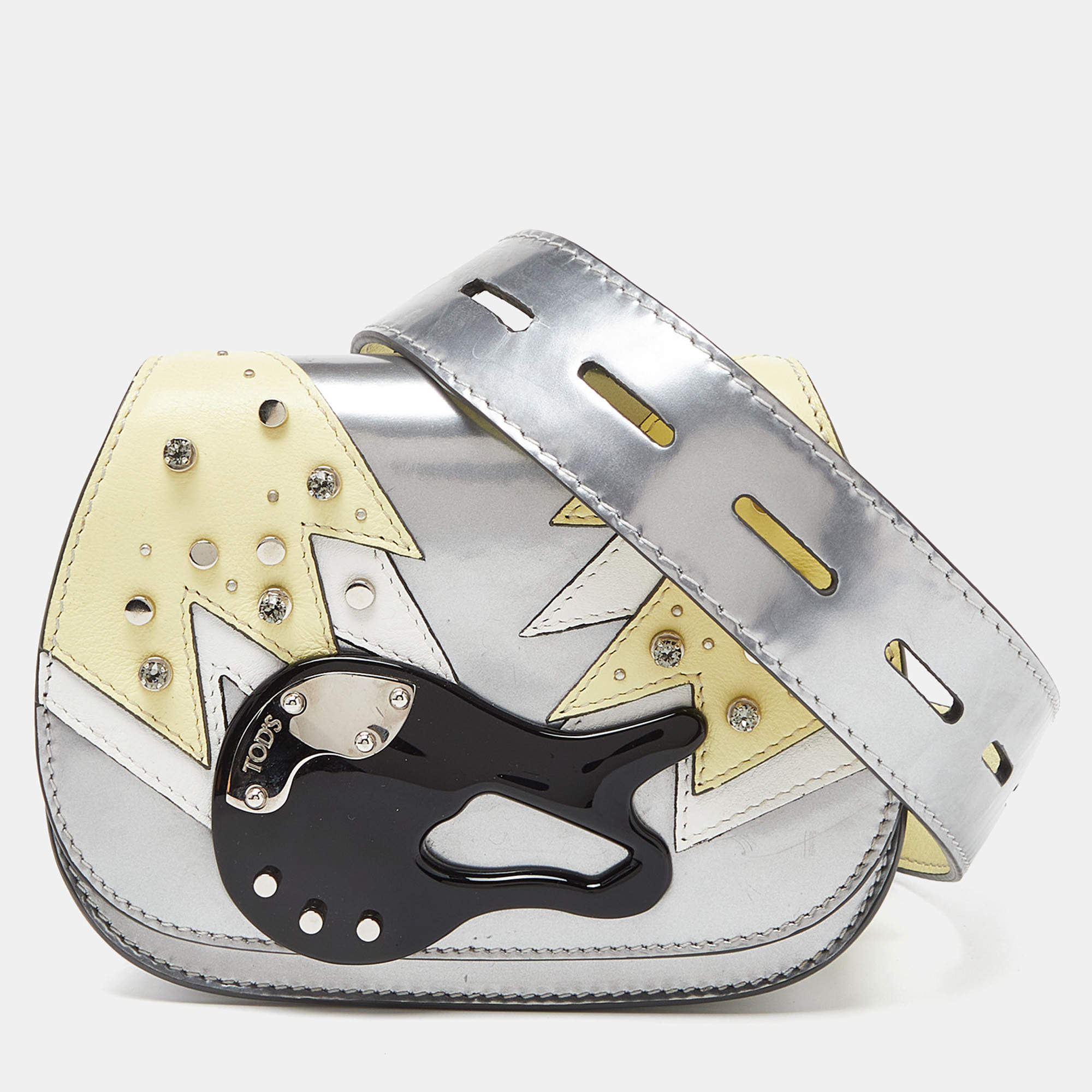 Tod's Tri Color Patent Leather Crystals/Studs Embellished Shoulder Bag