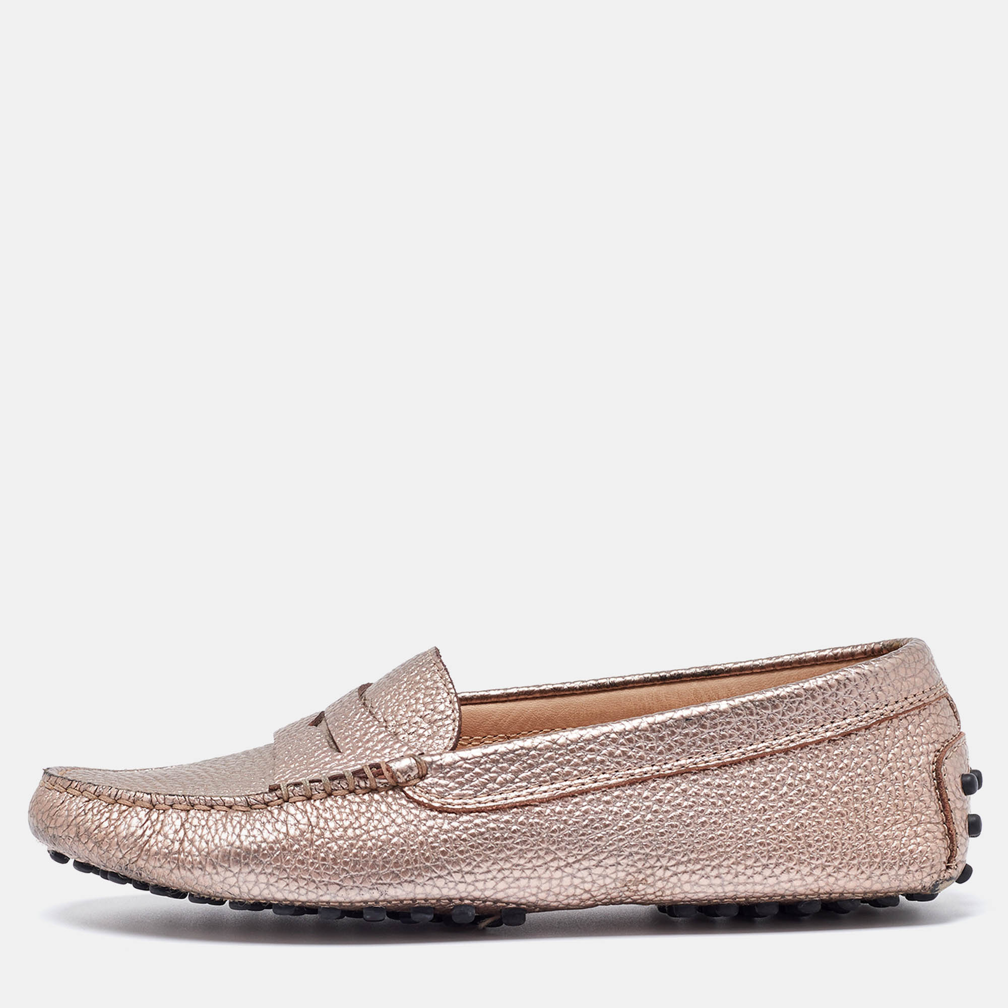 Pre Owned حذاء لوفرز تودز جومينو درايفنغ جلد أزرق مقاس 36